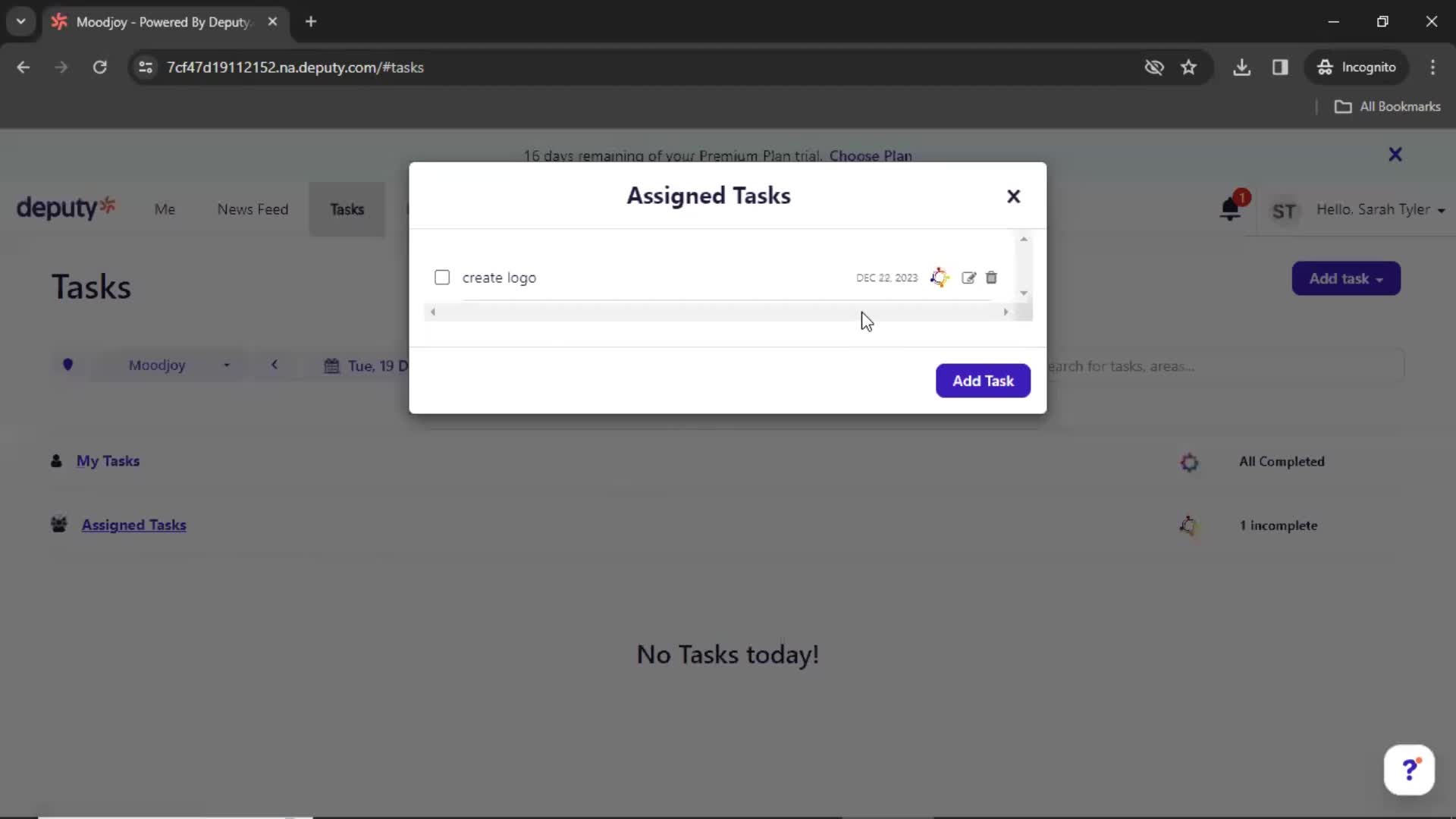 Tasks screenshot