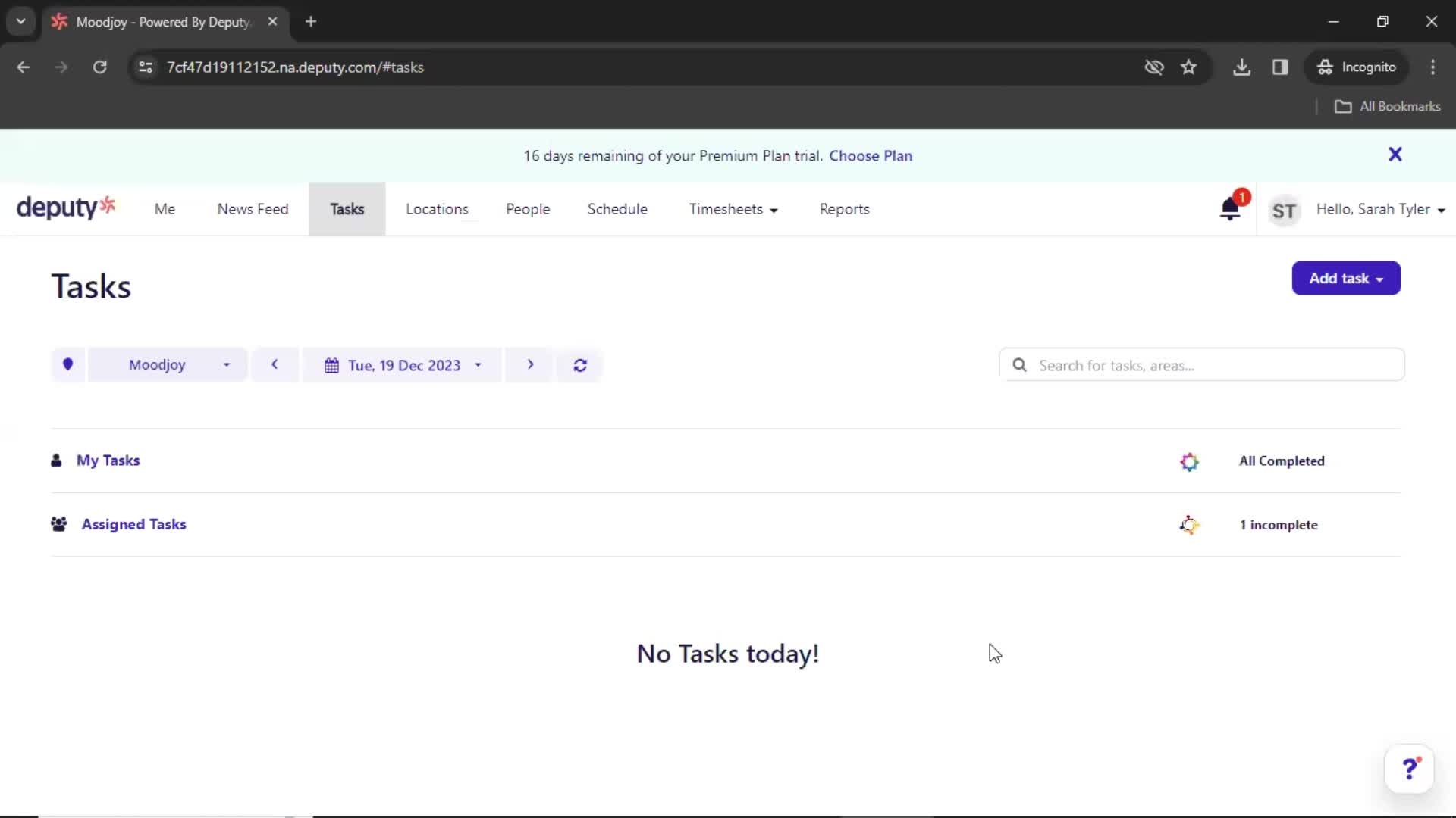 Tasks screenshot