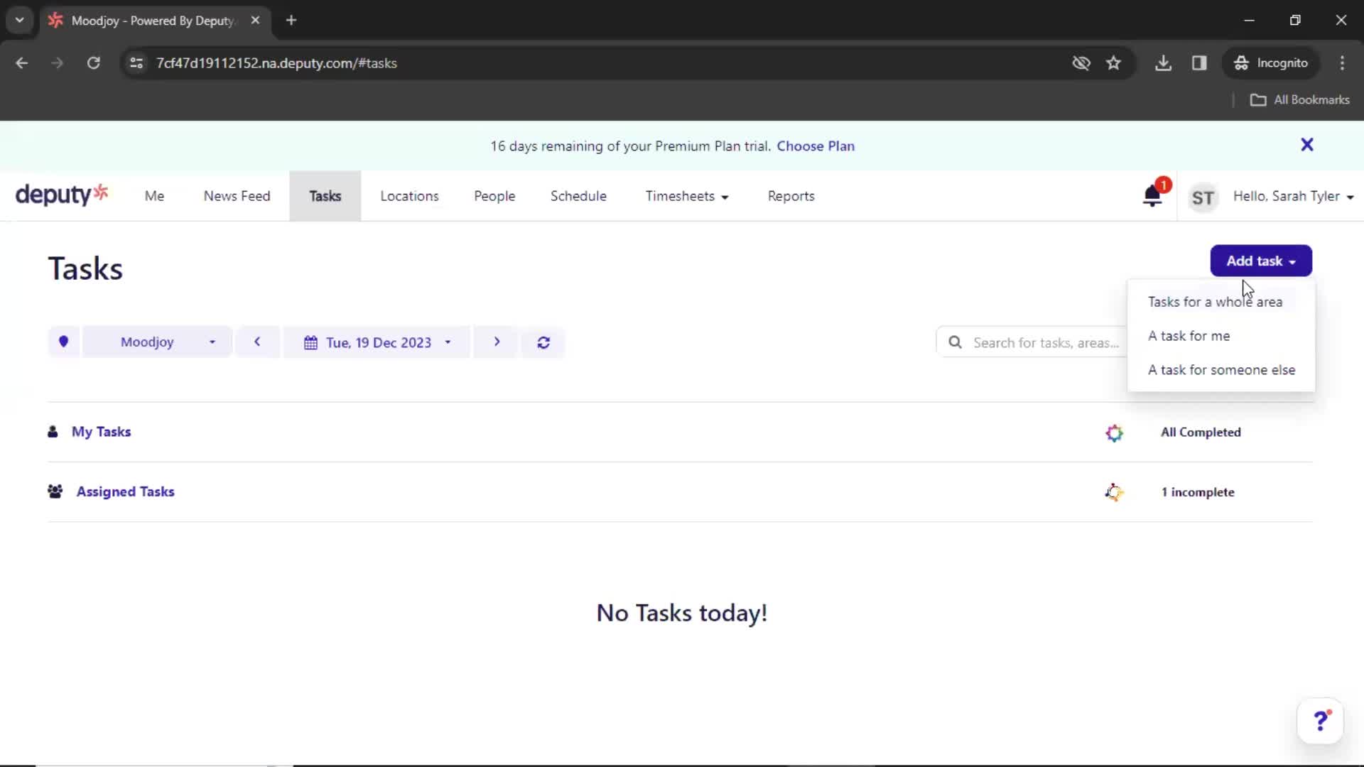 Tasks screenshot