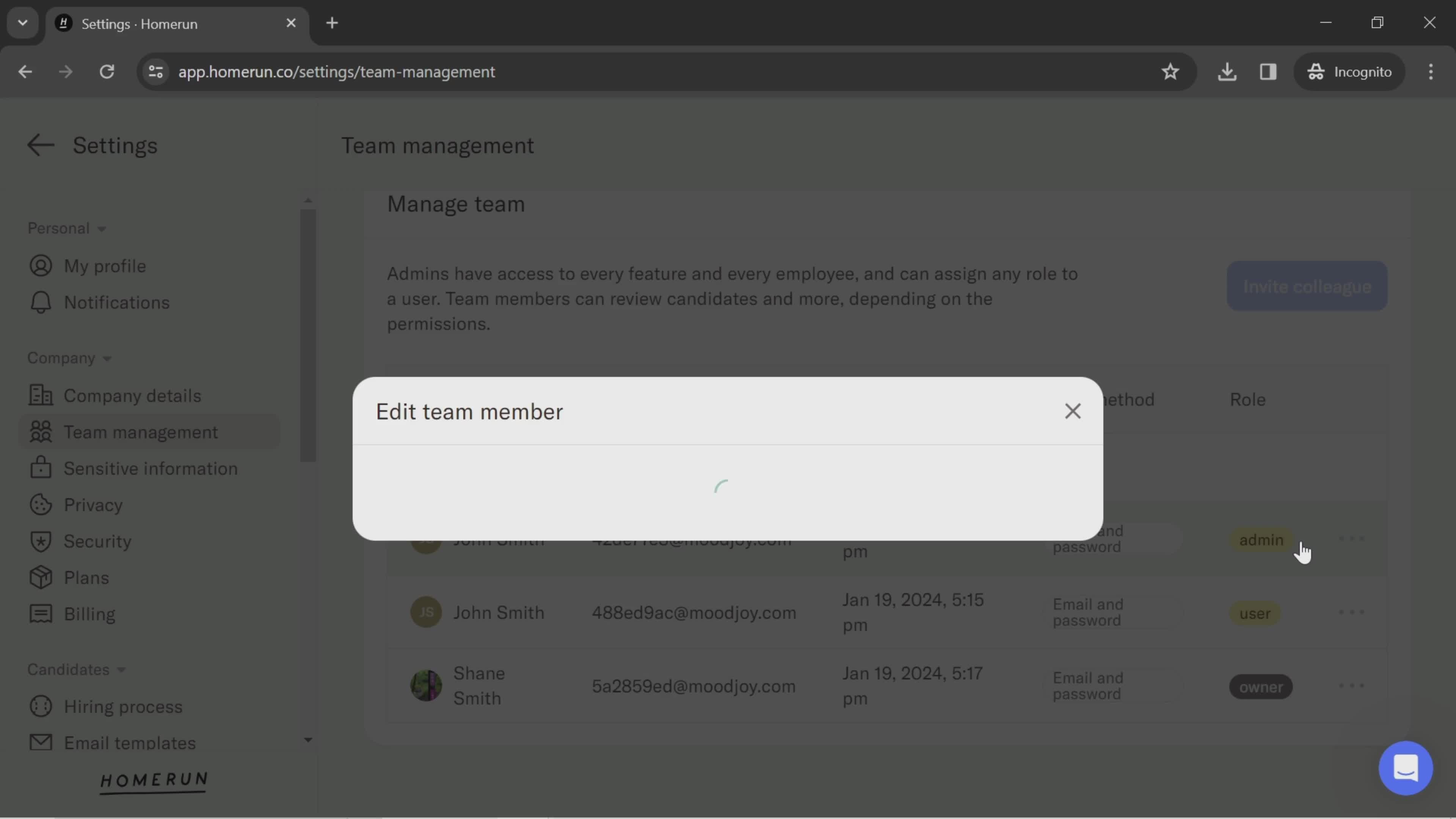 Managing team screenshot