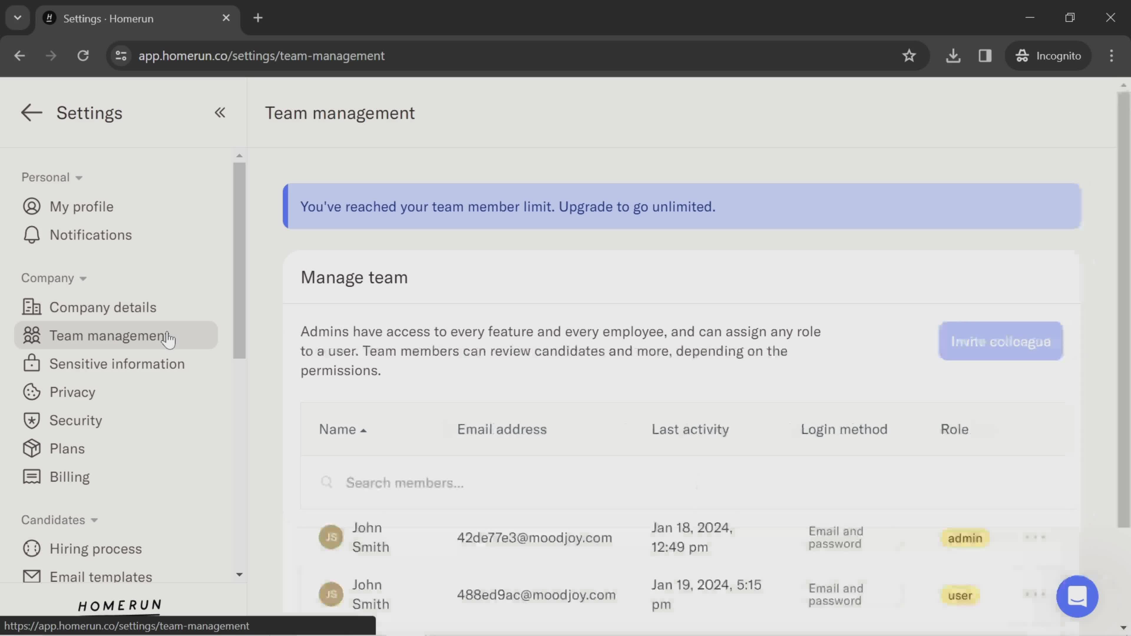 Managing team screenshot