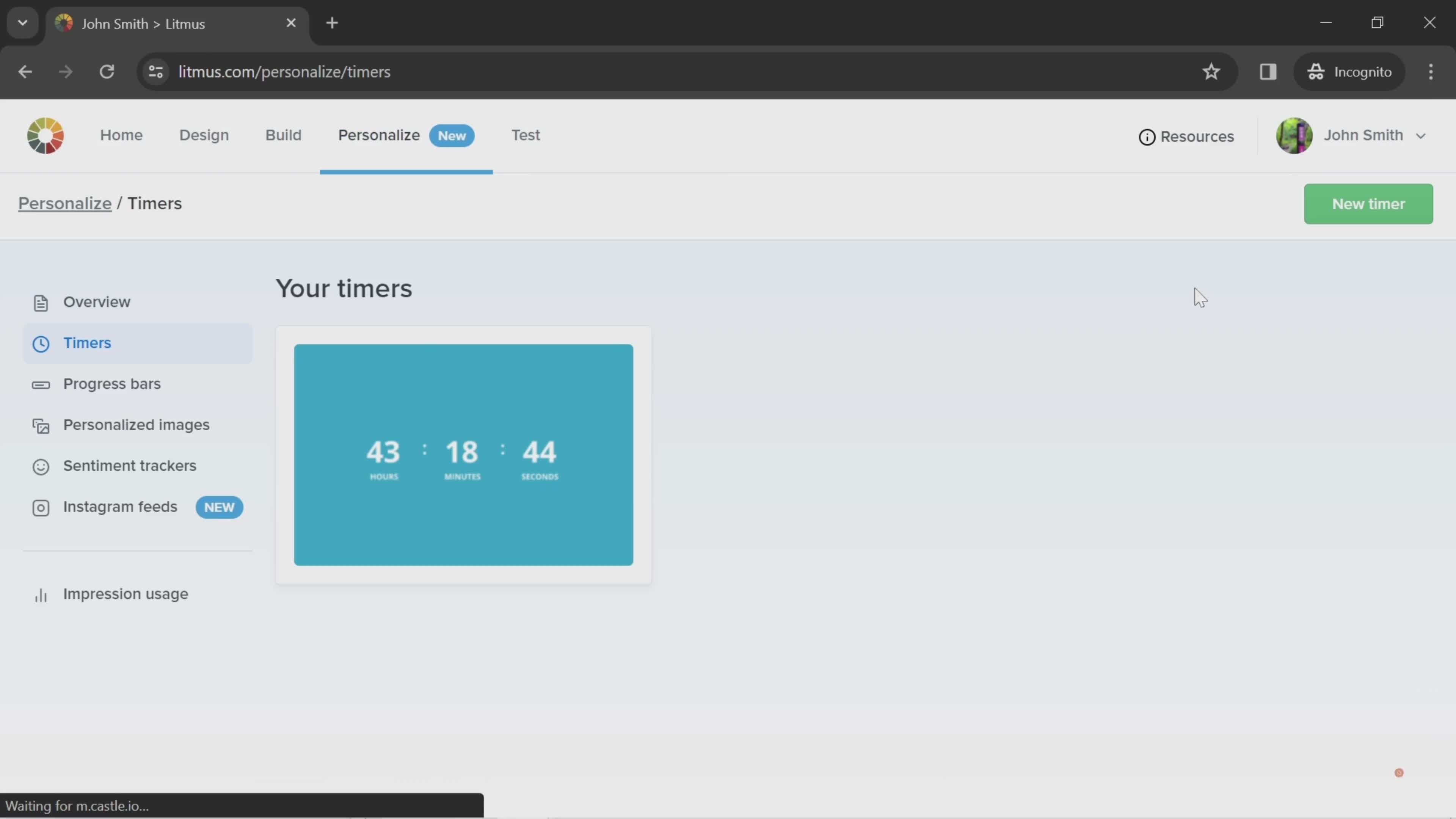 Creating a timer screenshot