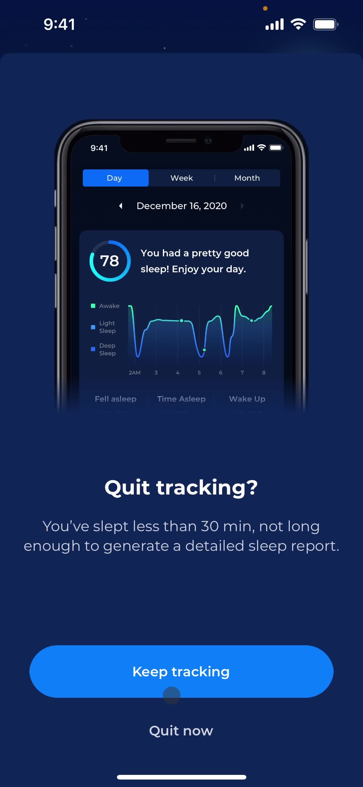 Tracking sleep screenshot