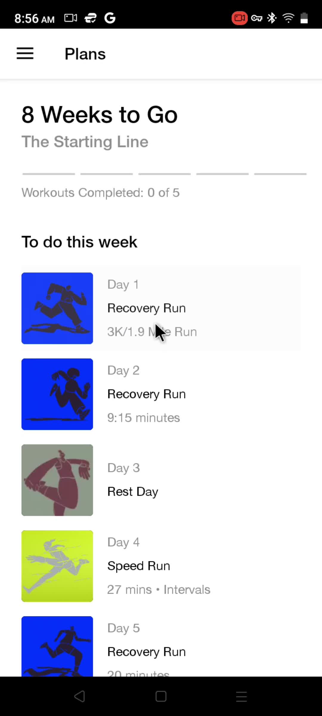 Training plans screenshot