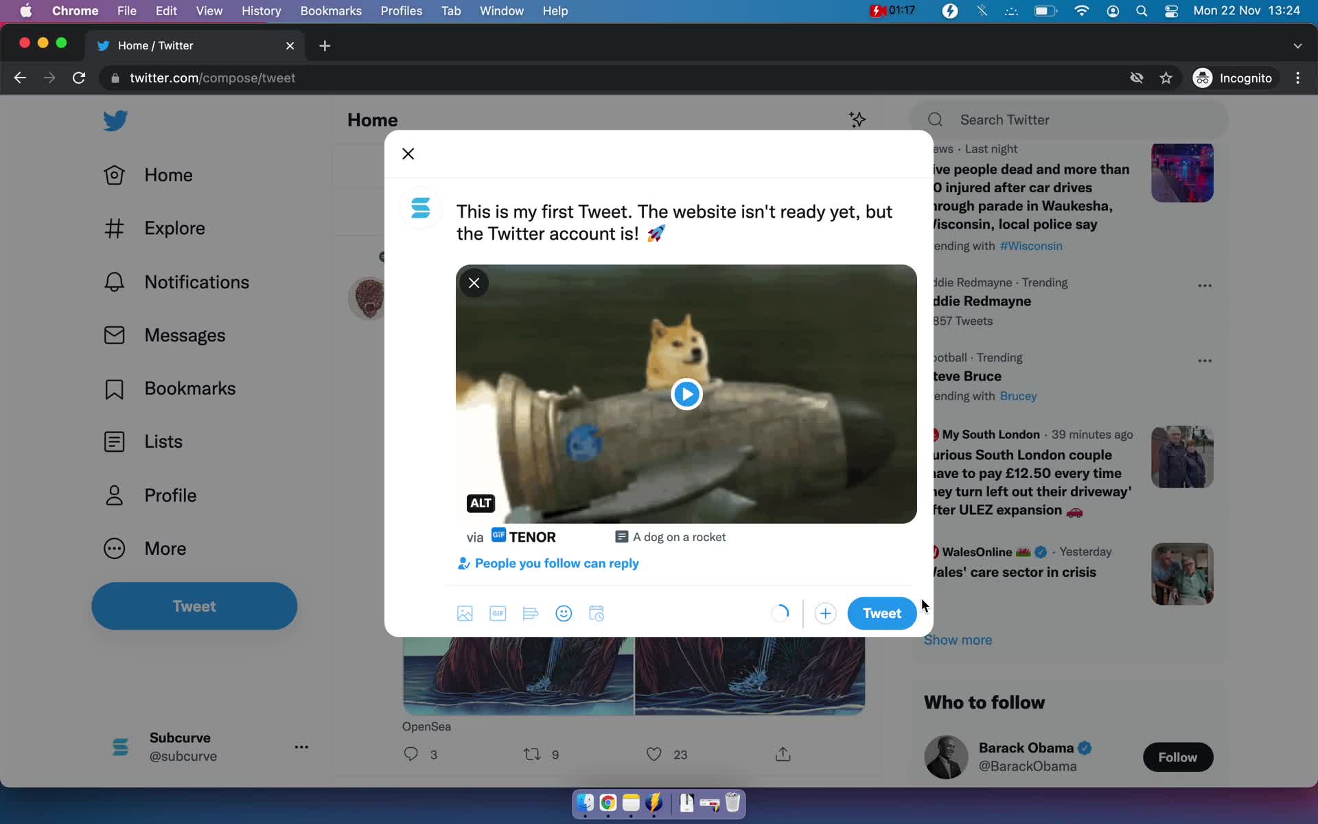 Creating a post on Twitter video thumbnail