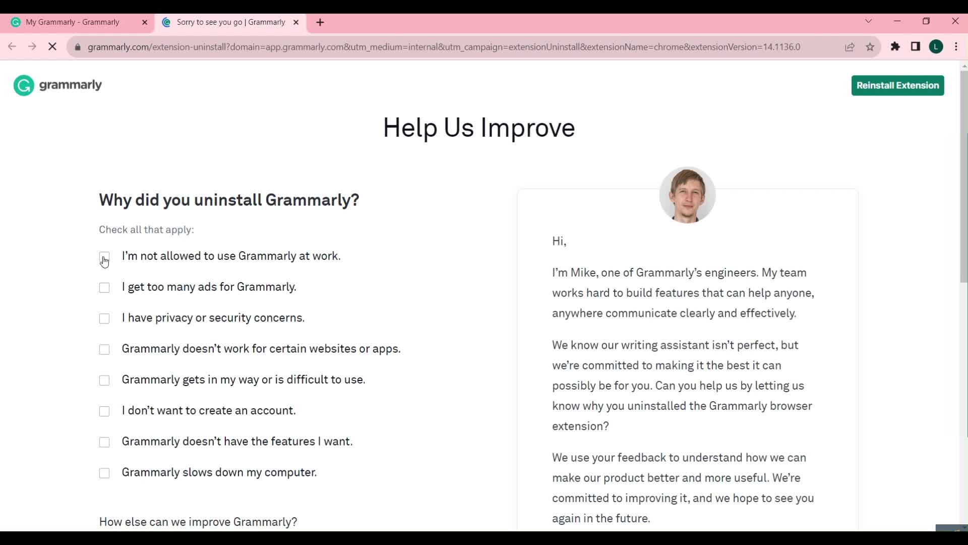 Uninstalling plugin on Grammarly video thumbnail