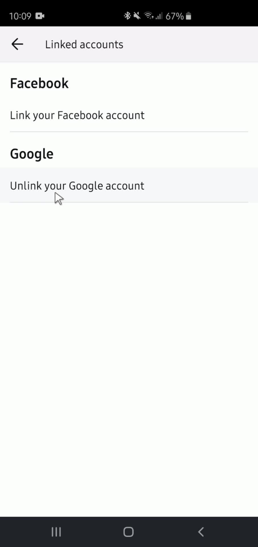 Unlinking accounts screenshot