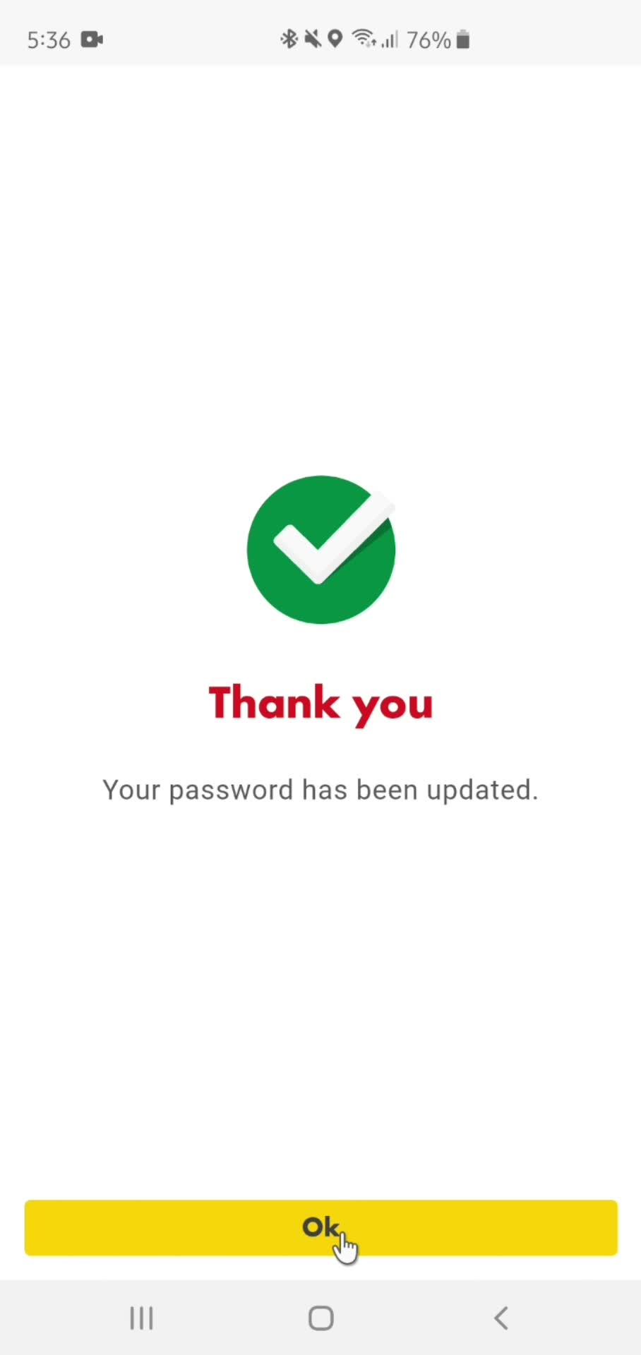 Changing password screenshot