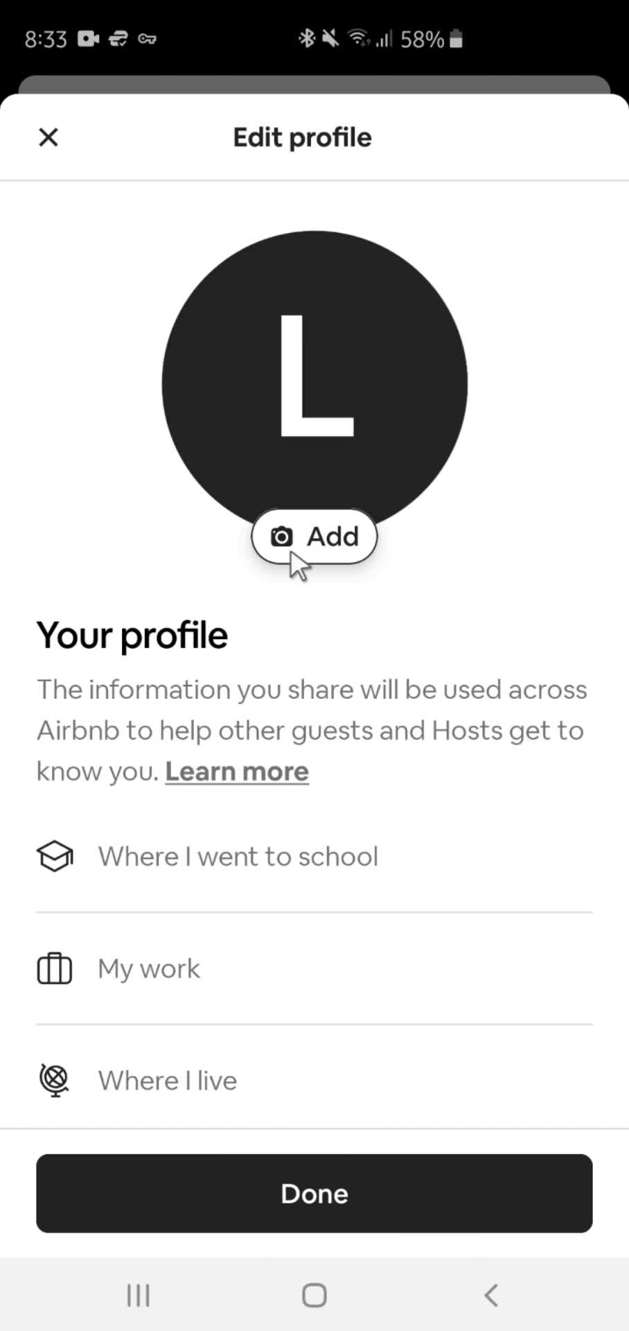 Updating profile settings screenshot