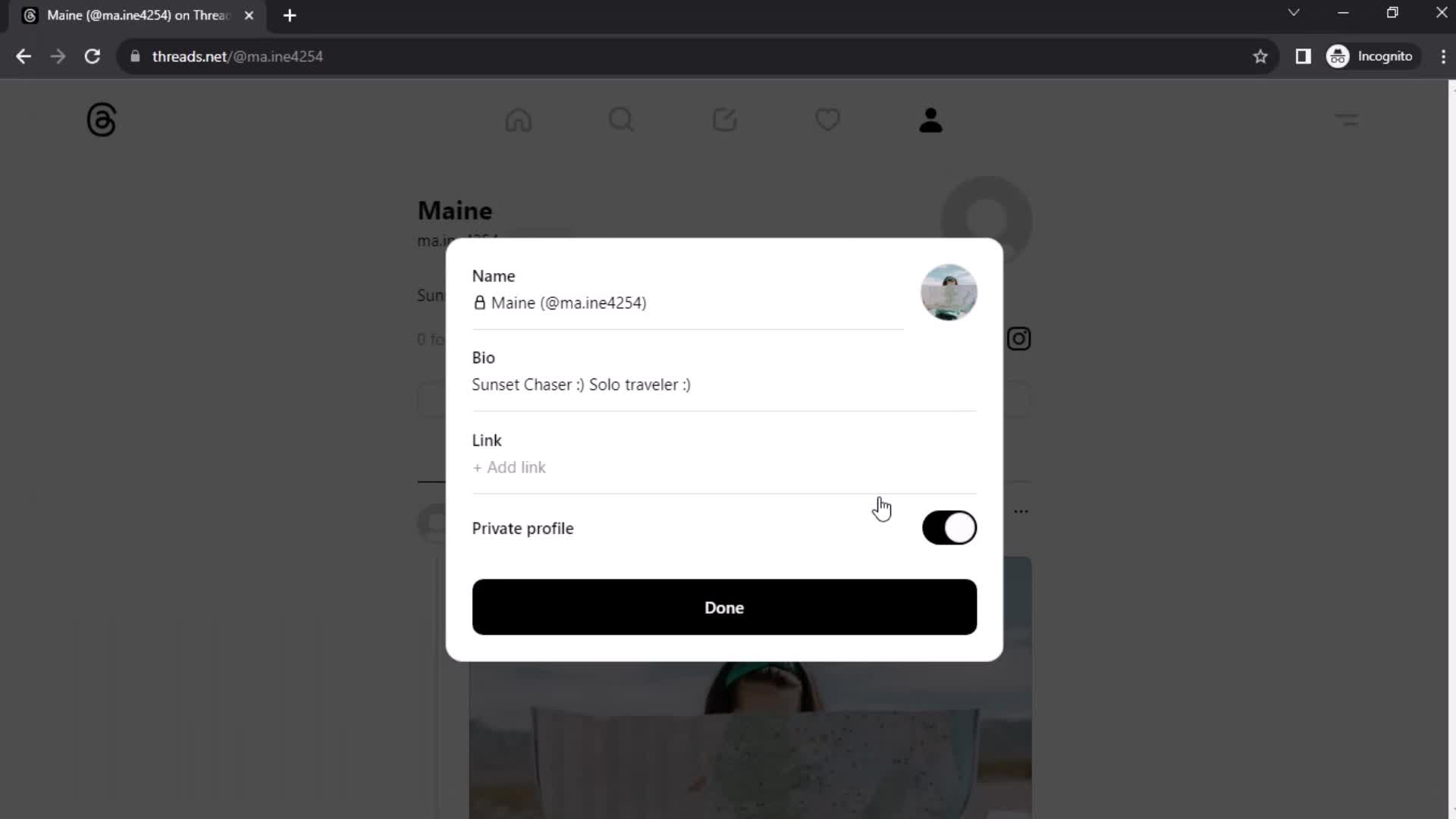 Updating your profile screenshot