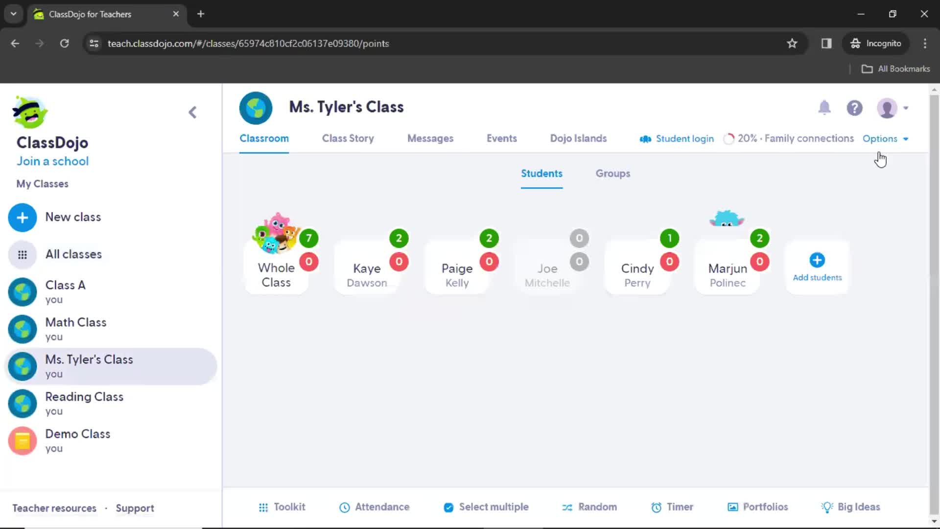 Notification settings on ClassDojo video thumbnail