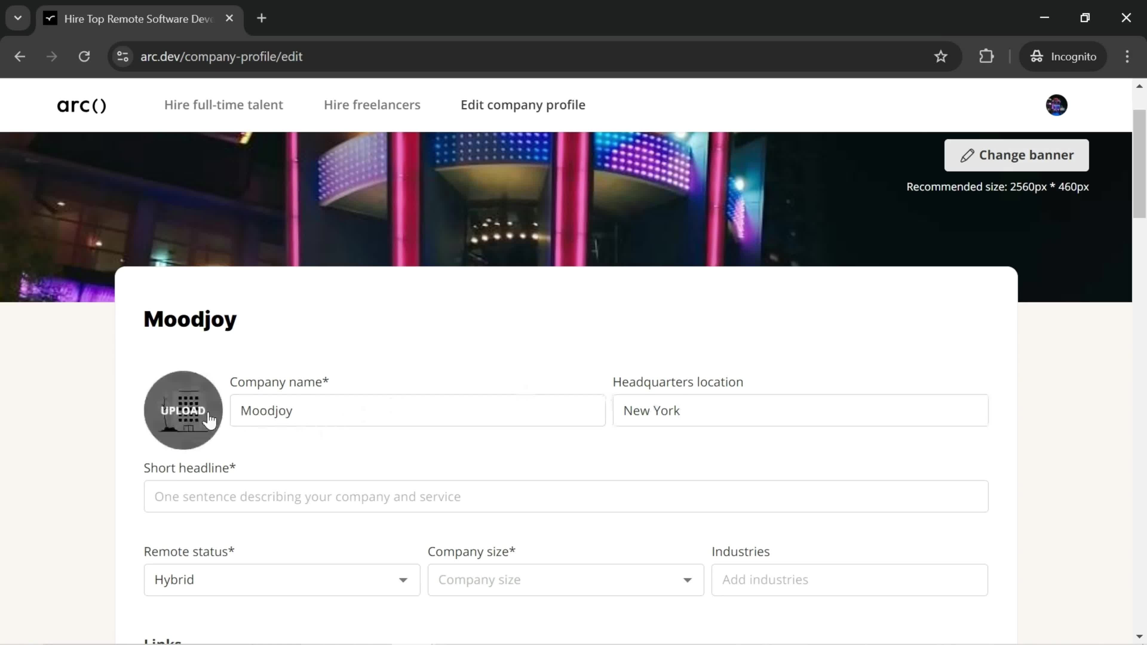 Updating company profile on Arc.dev video thumbnail