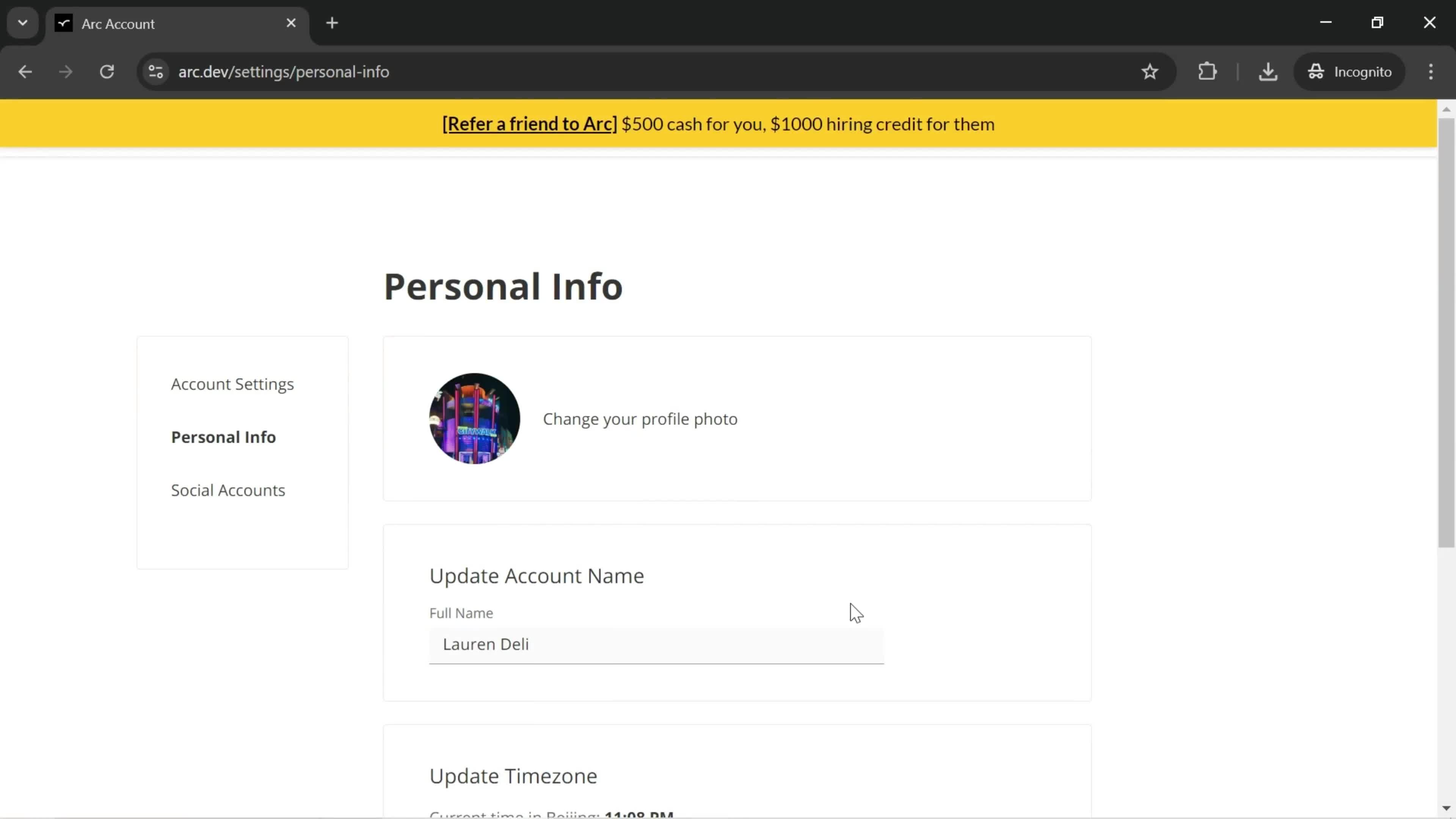 Updating your profile screenshot