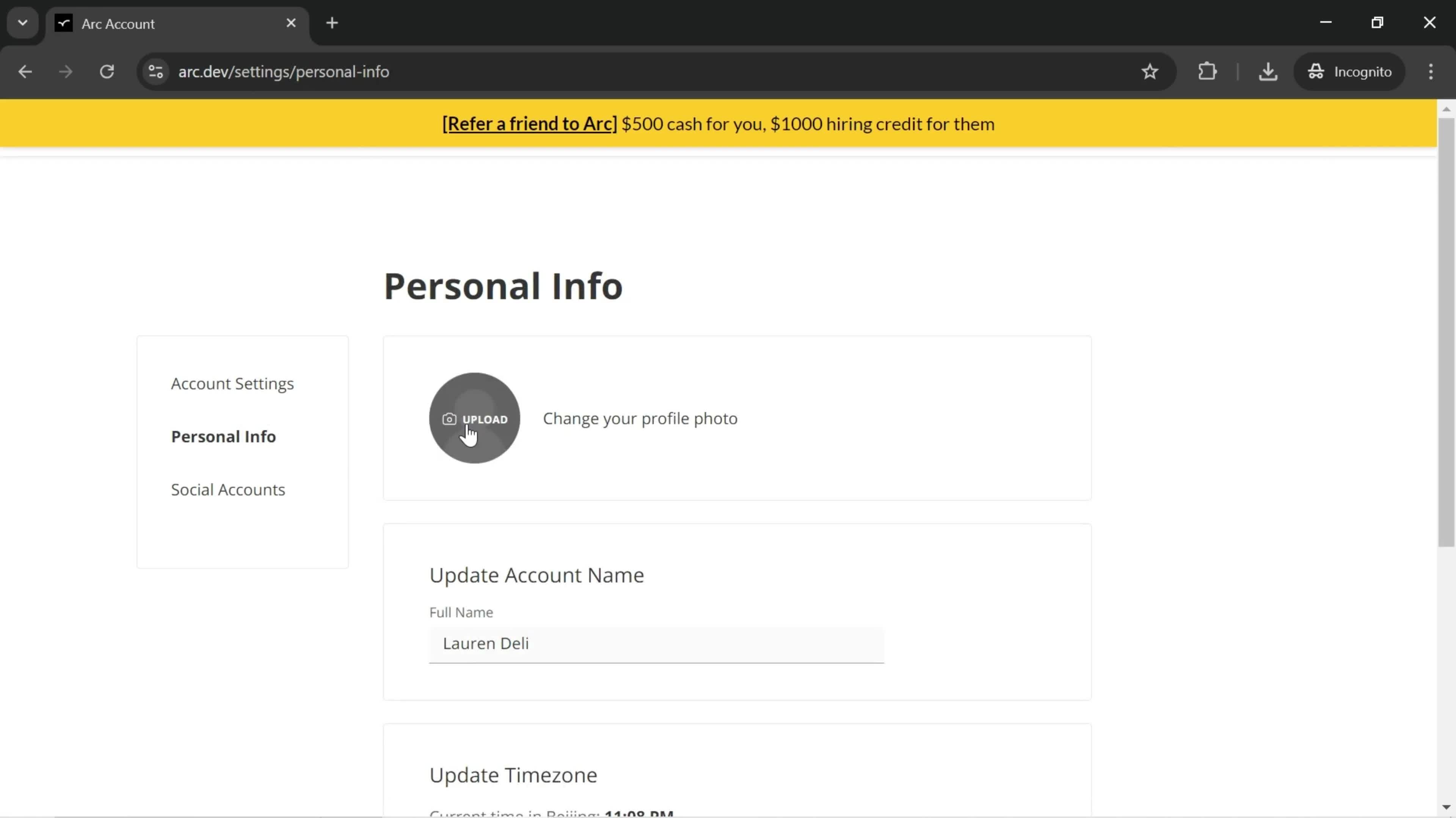 Updating your profile screenshot