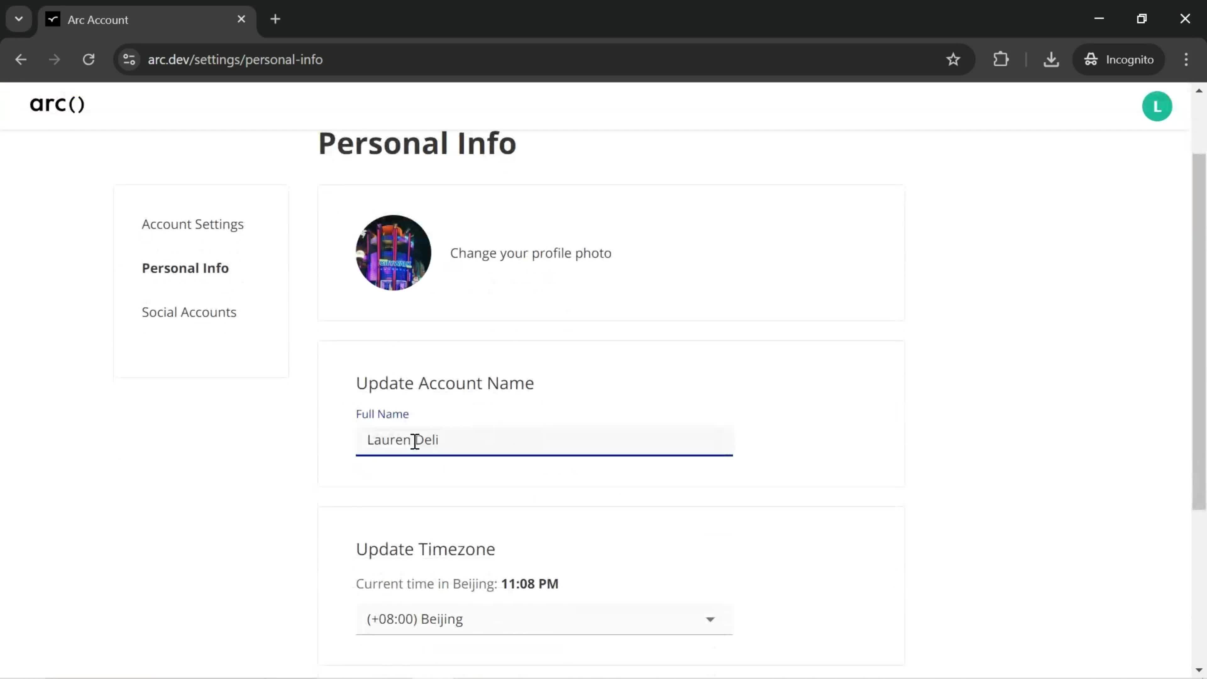 Updating your profile screenshot