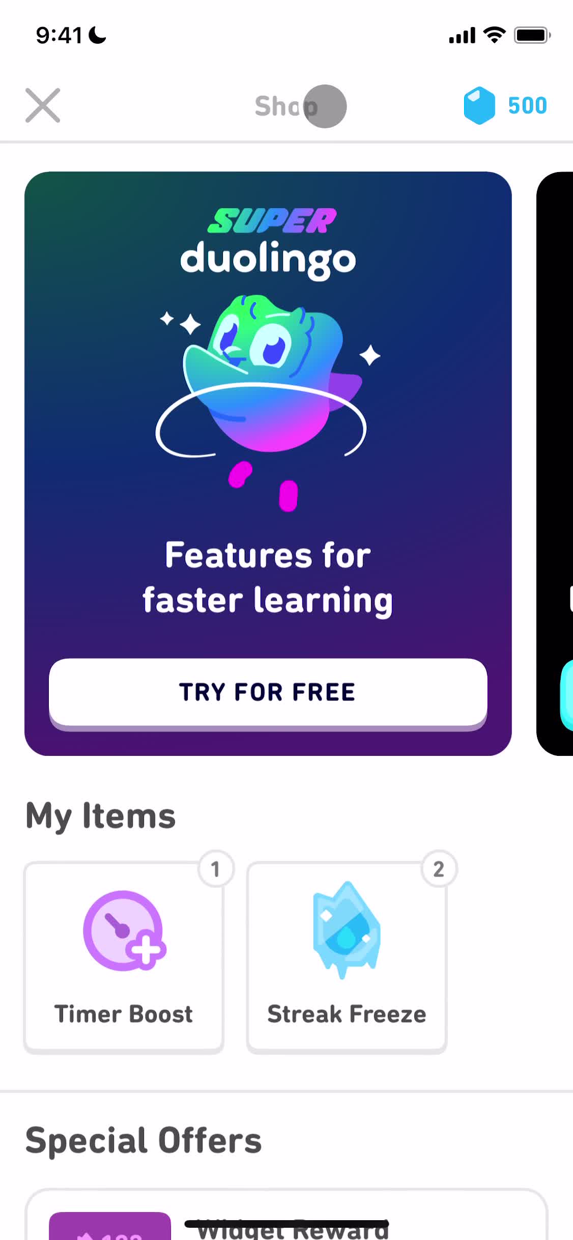 Screenshot of Upgrade on Upgrading your account on Duolingo user flow