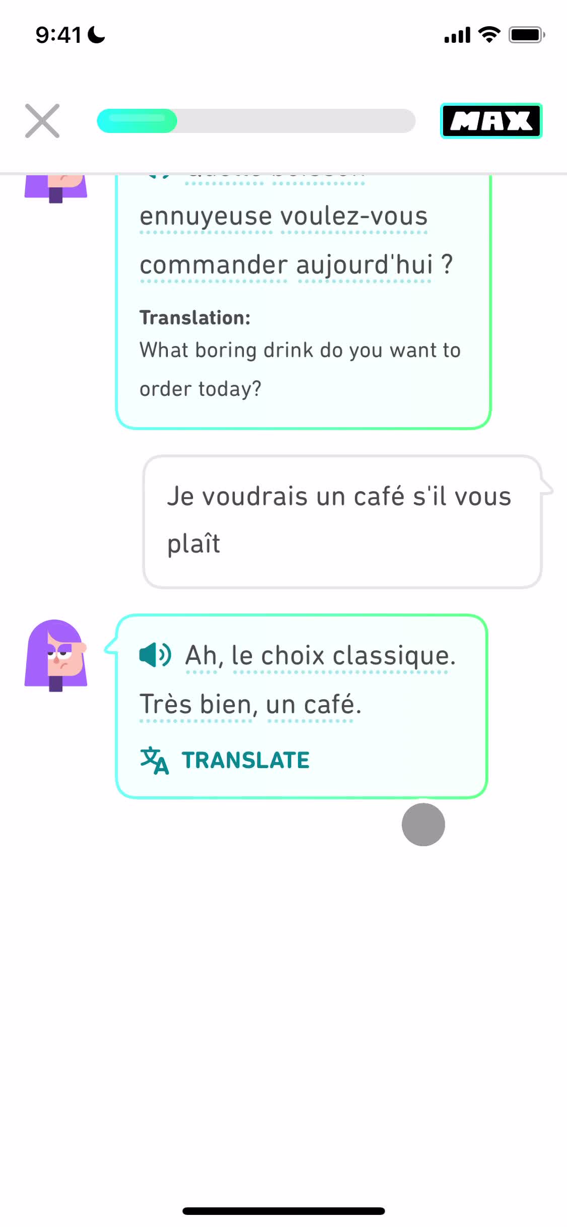Duolingo chat screenshot