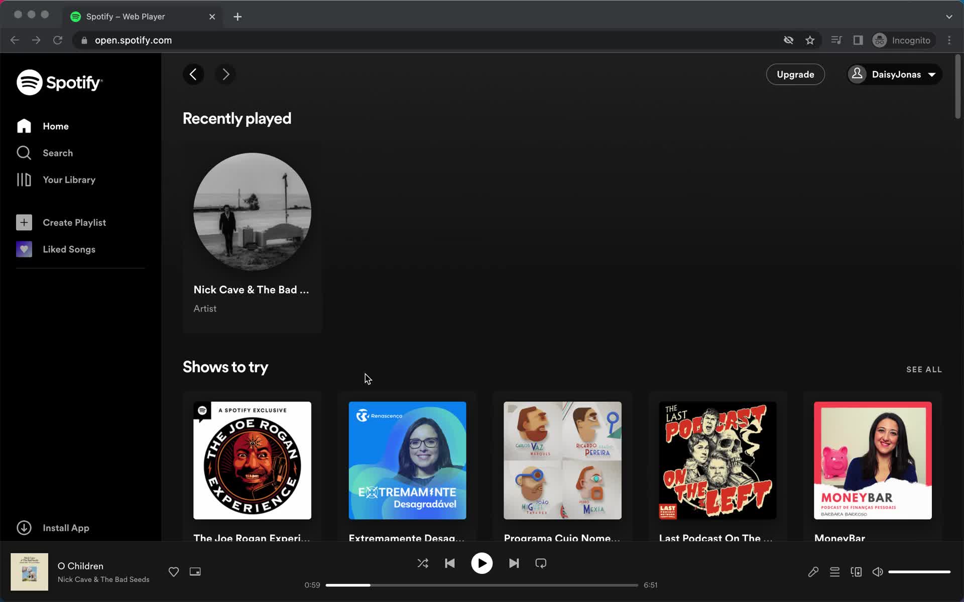 Screenshot of Home on Upgrading your account on Spotify user flow