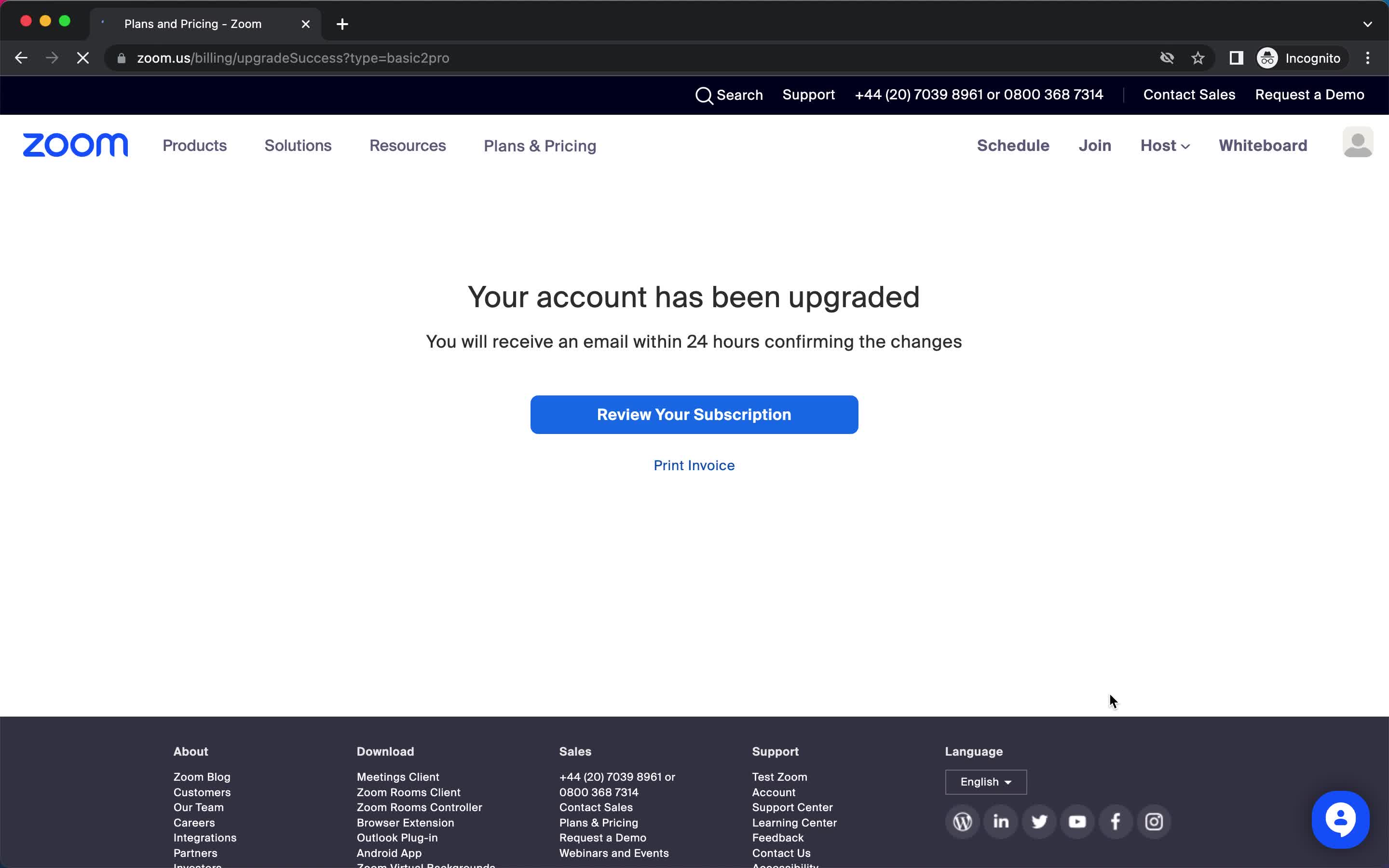 Upgrading your account screenshot