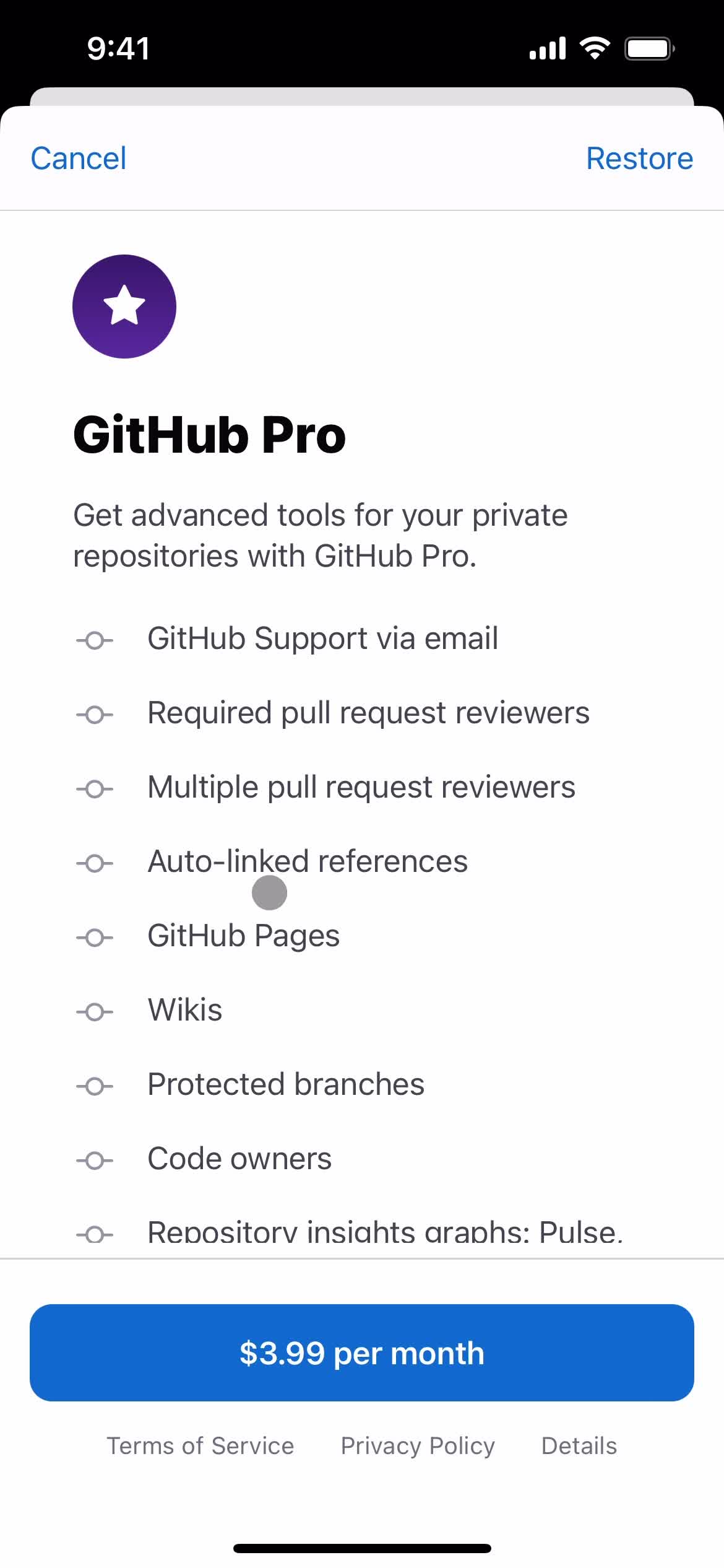 GitHub upgrade screenshot