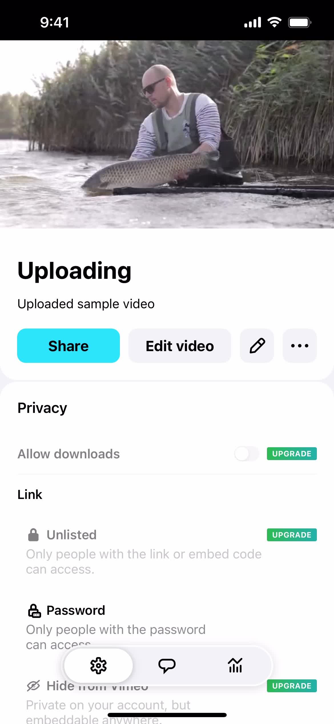 Uploading media screenshot