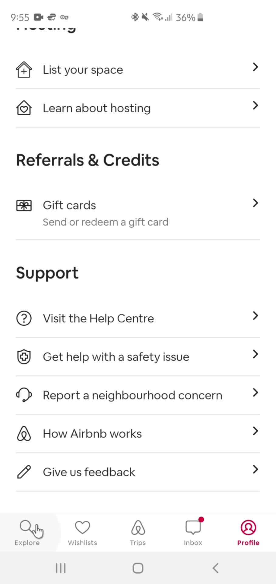 Help center screenshot