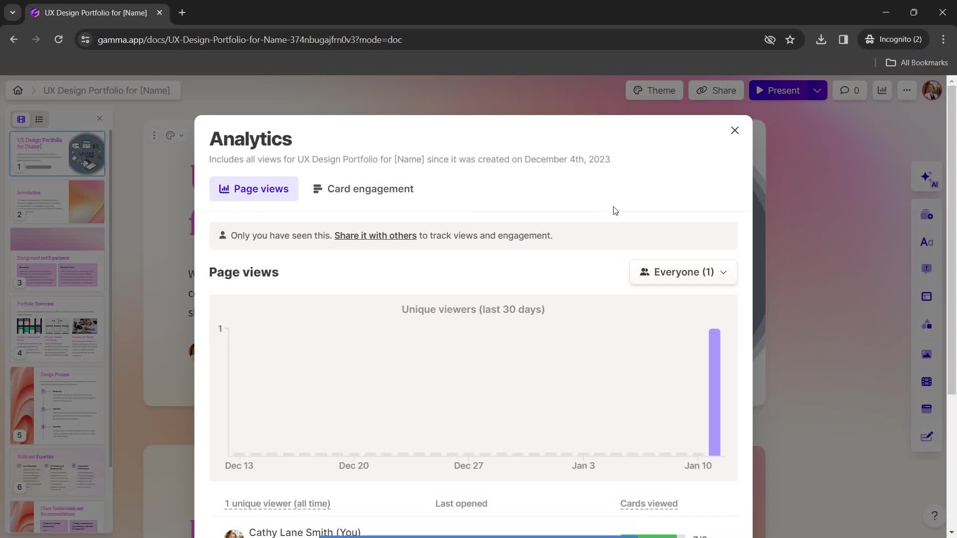 Gamma analytics screenshot