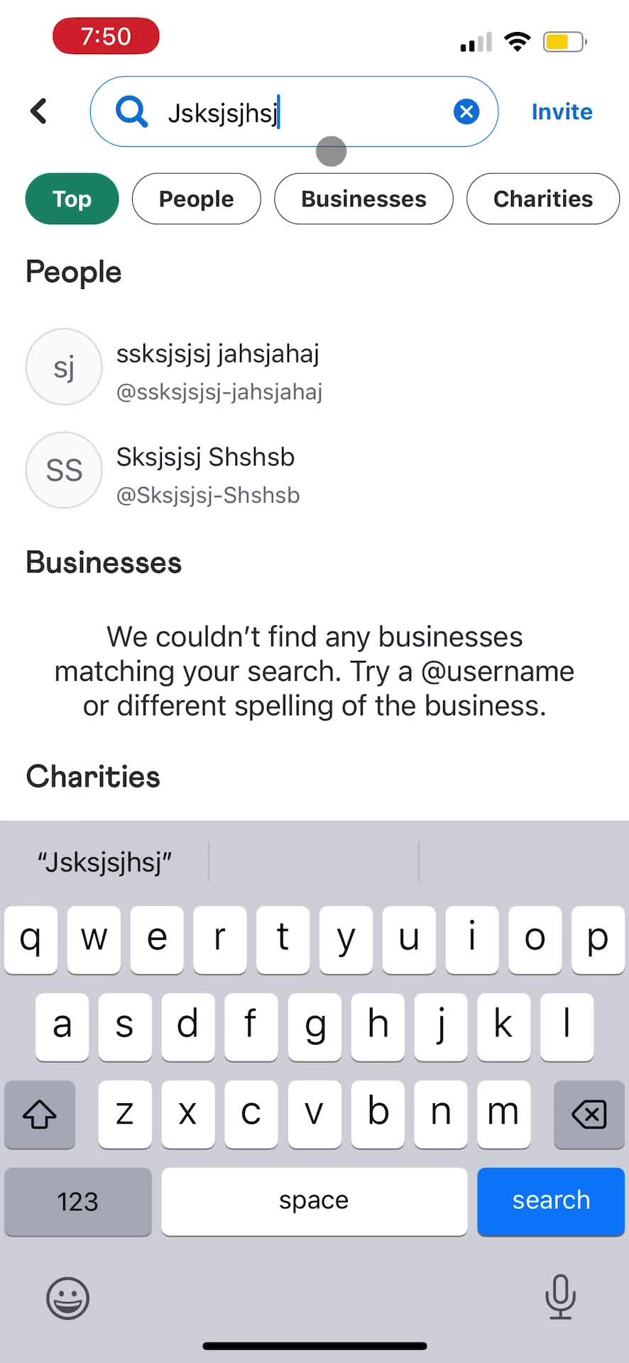 Searching screenshot