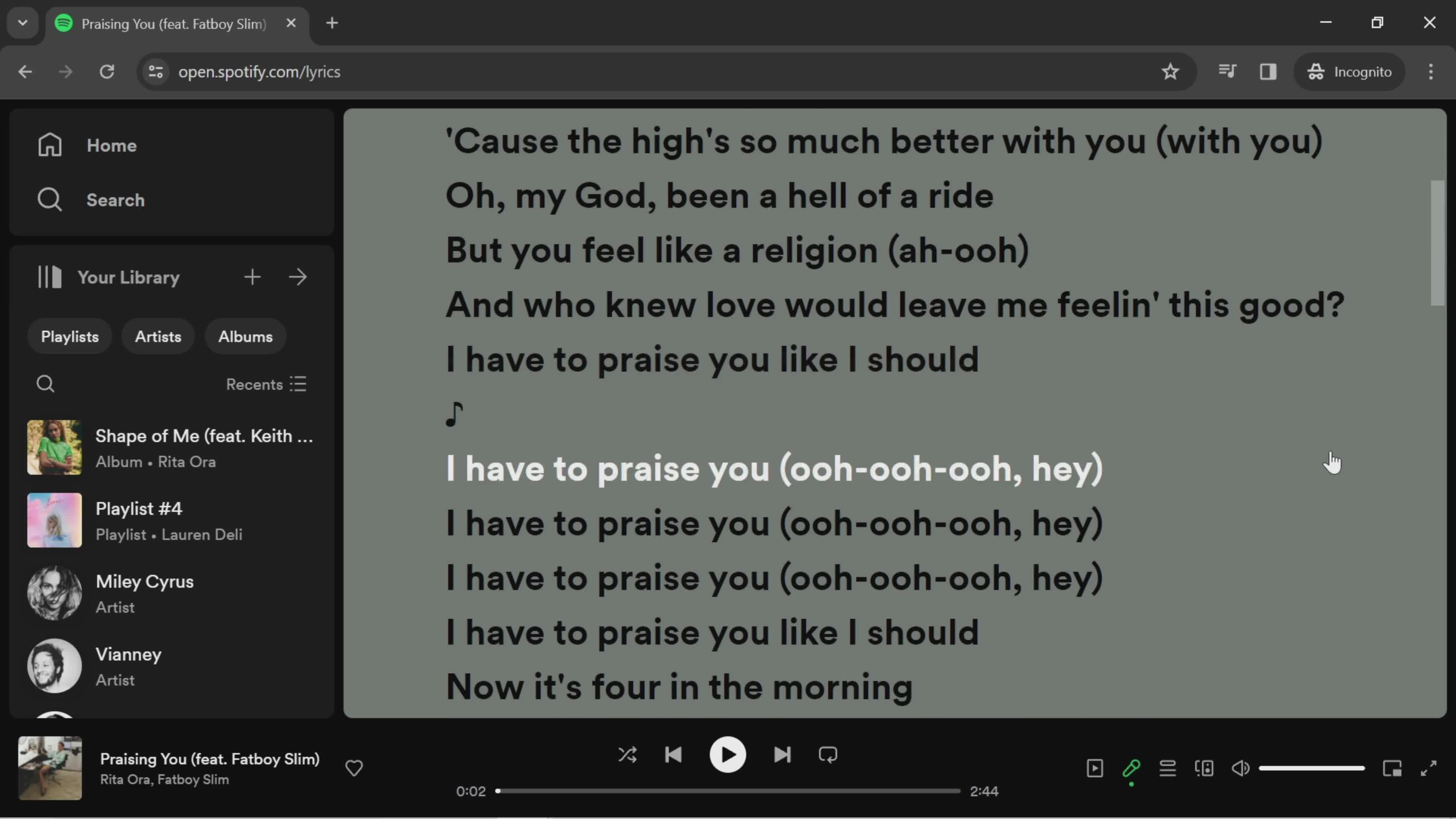 Viewing lyrics on Spotify video thumbnail