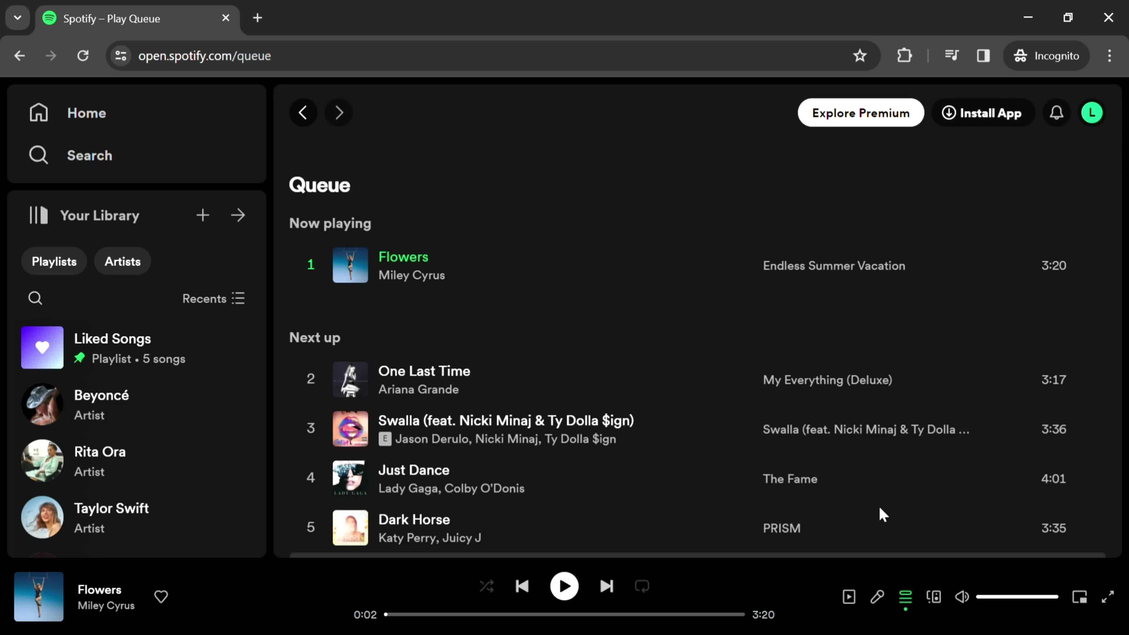 Viewing queue on Spotify video thumbnail