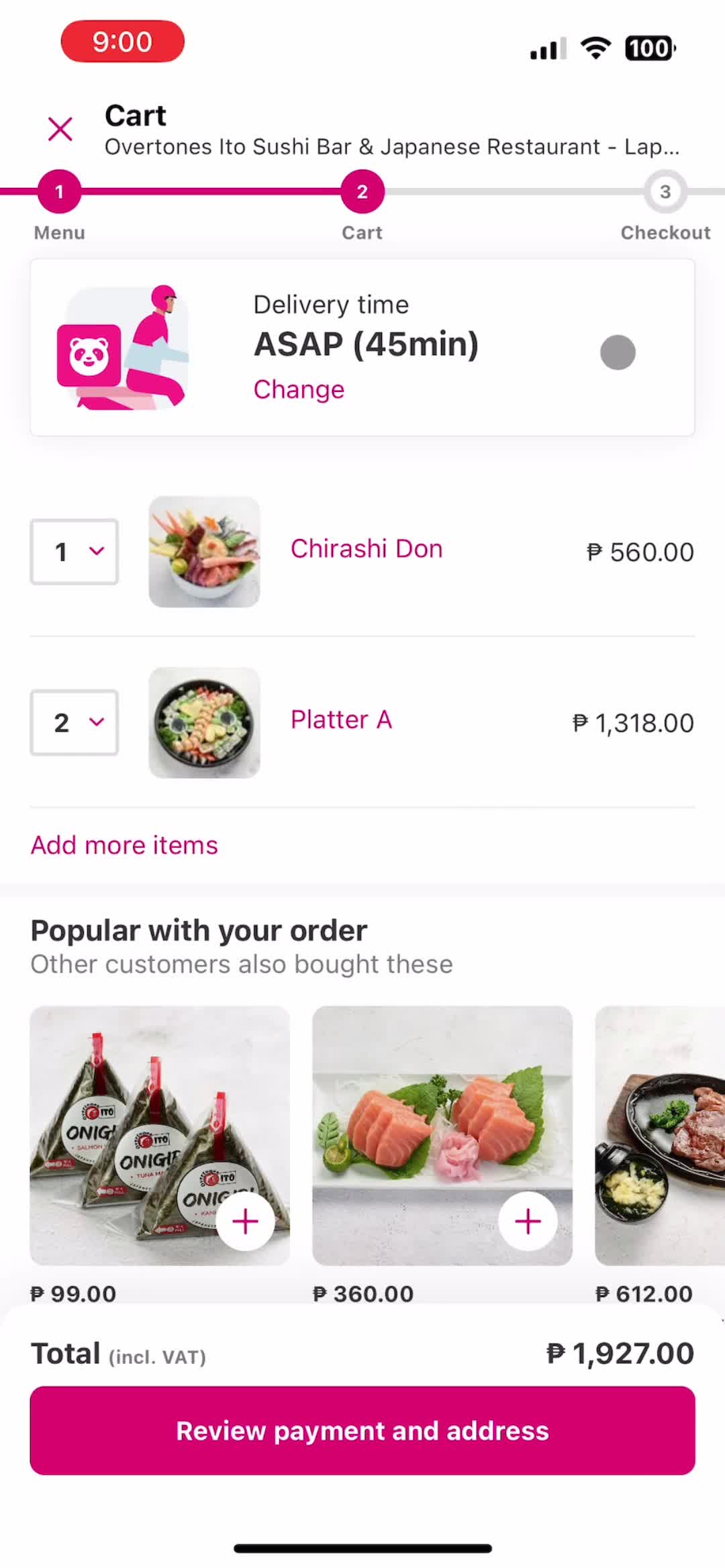 foodpanda basket screenshot