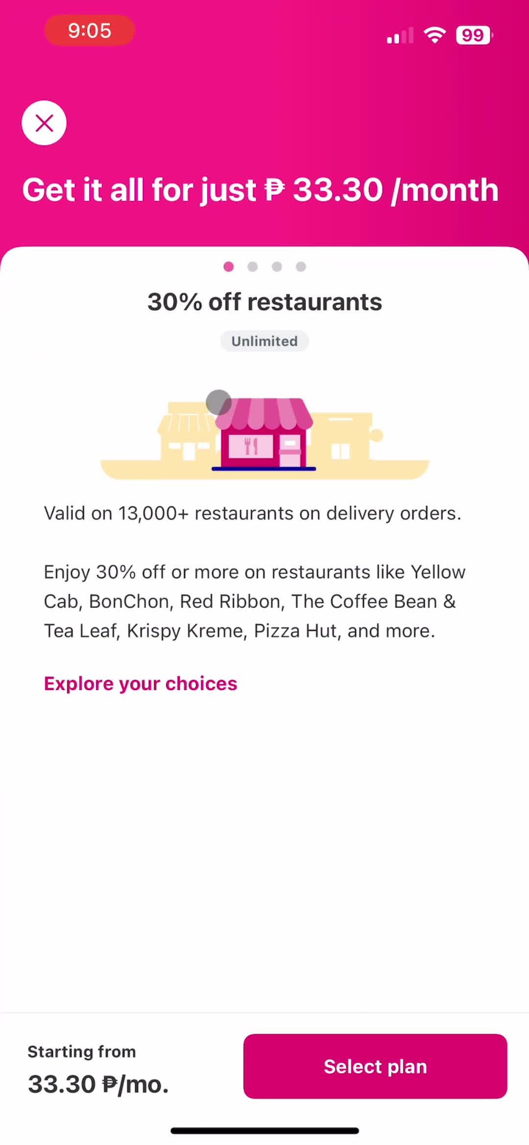 foodpanda premium benefits screenshot