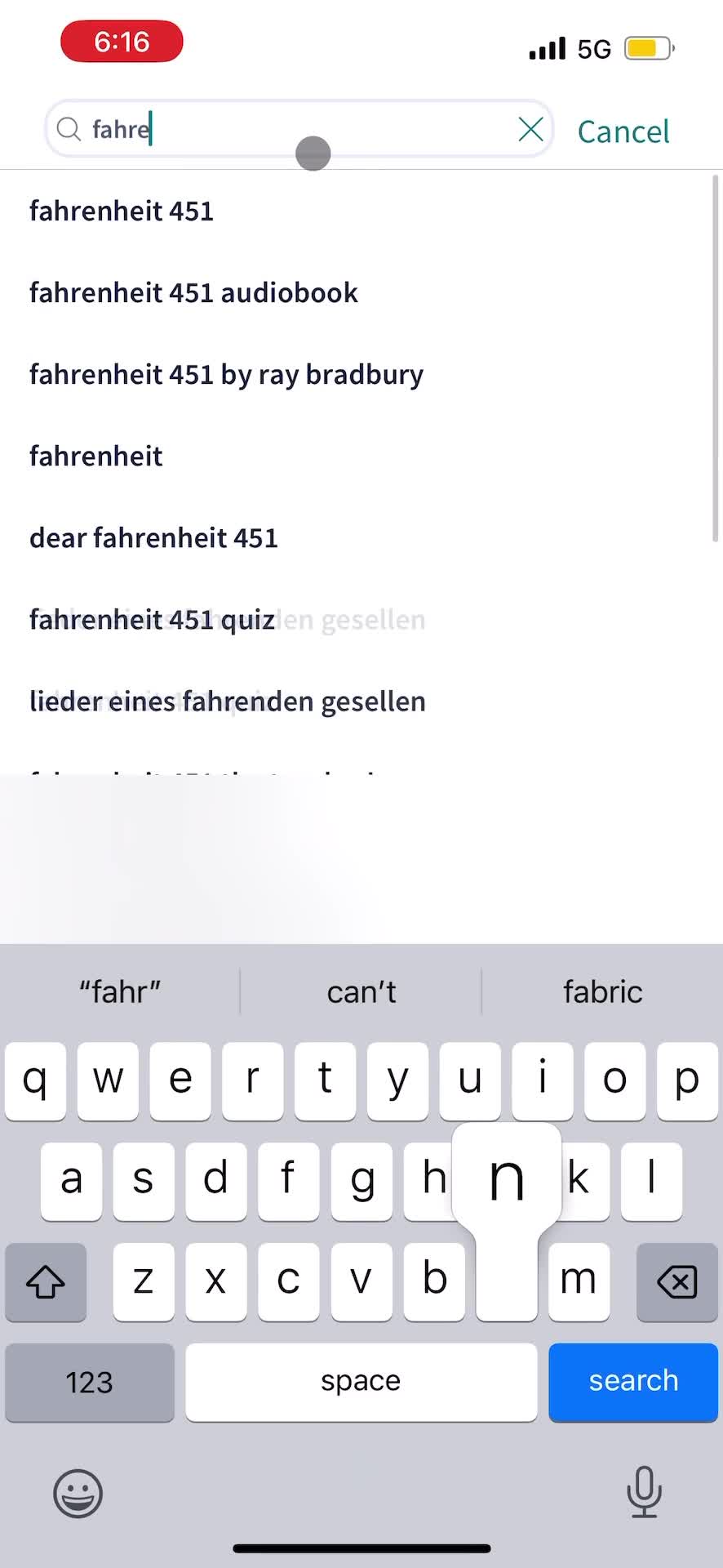 Searching screenshot