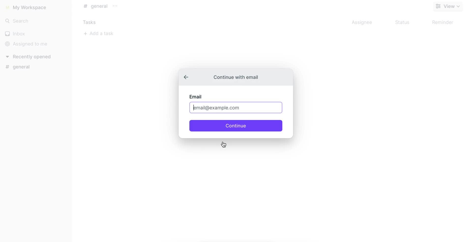 Screenshot of Sign up with email on Accepting an invite on Height user flow