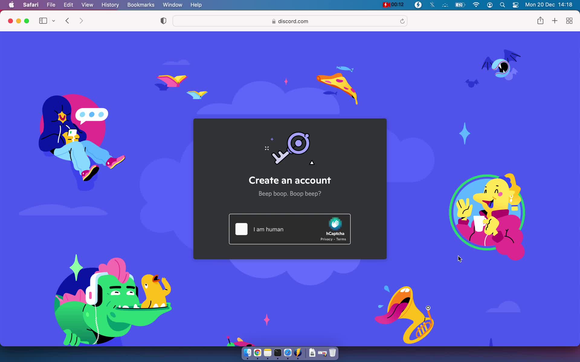 Screenshot of Create account on Accepting an invite on Discord user flow