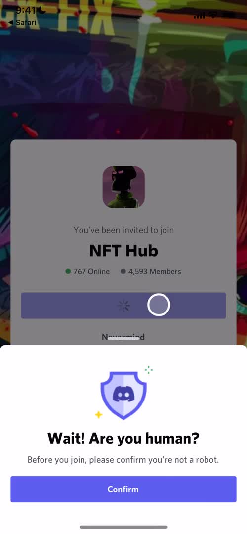 Screenshot of Confirm you're human on Accepting an invite on Discord user flow