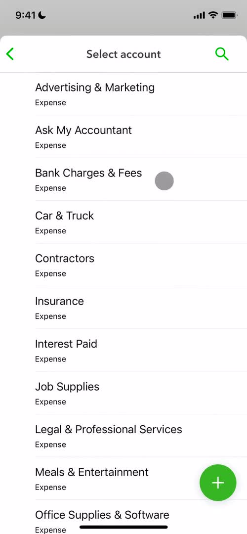 Adding expenses screenshot