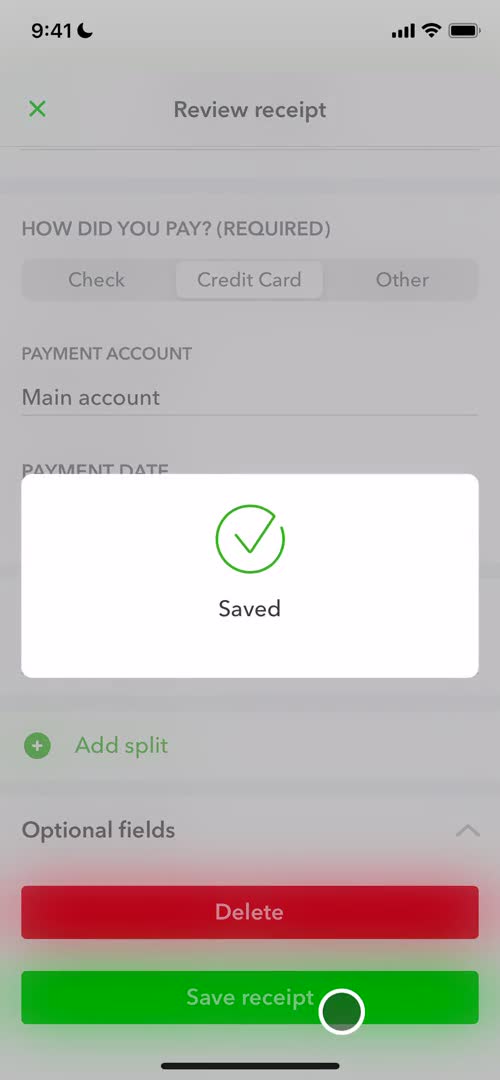 Adding expenses screenshot