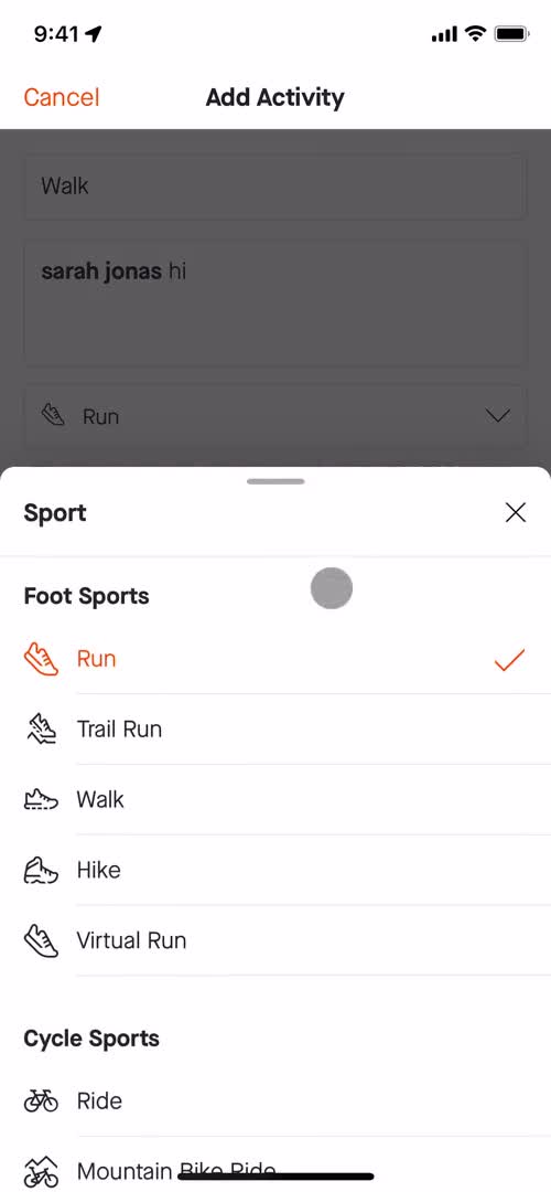 Creating a post on Strava video thumbnail