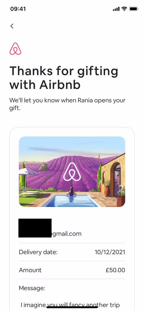 Buying a gift card screenshot