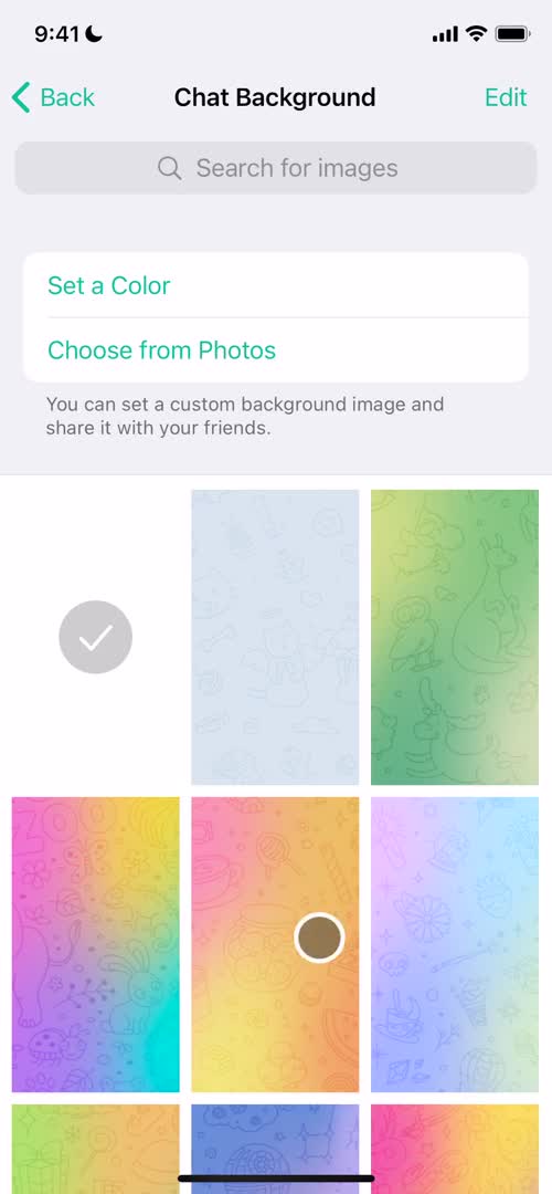 Customization settings on Telegram video thumbnail