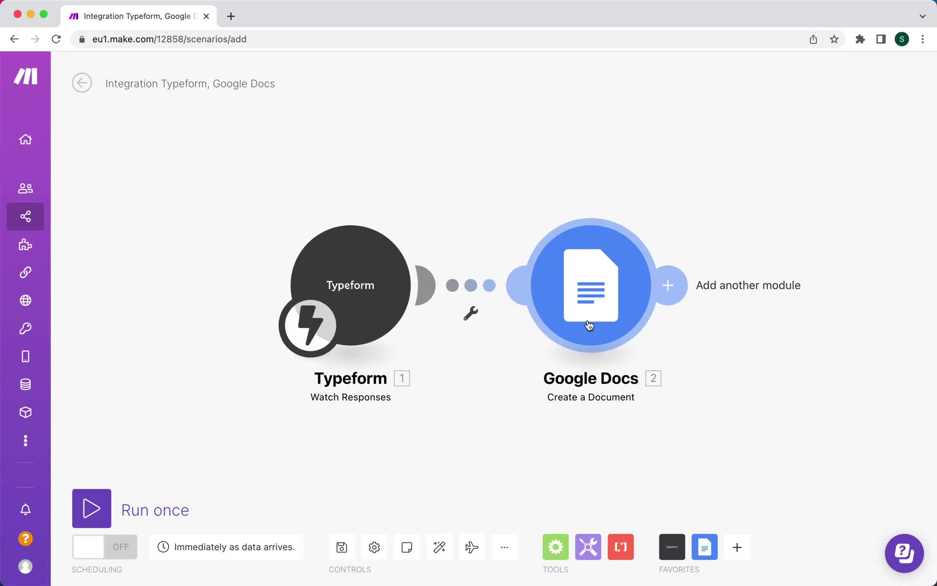 Creating an automation workflow screenshot