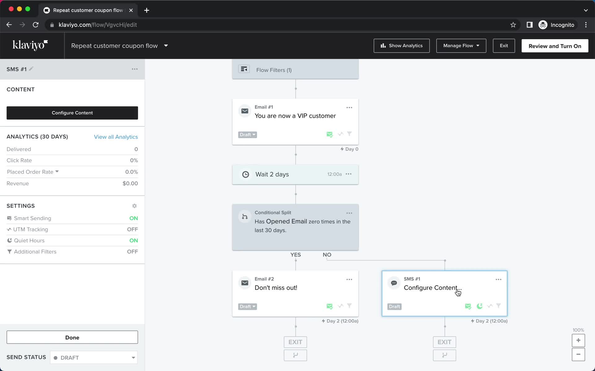 Creating an automation workflow screenshot