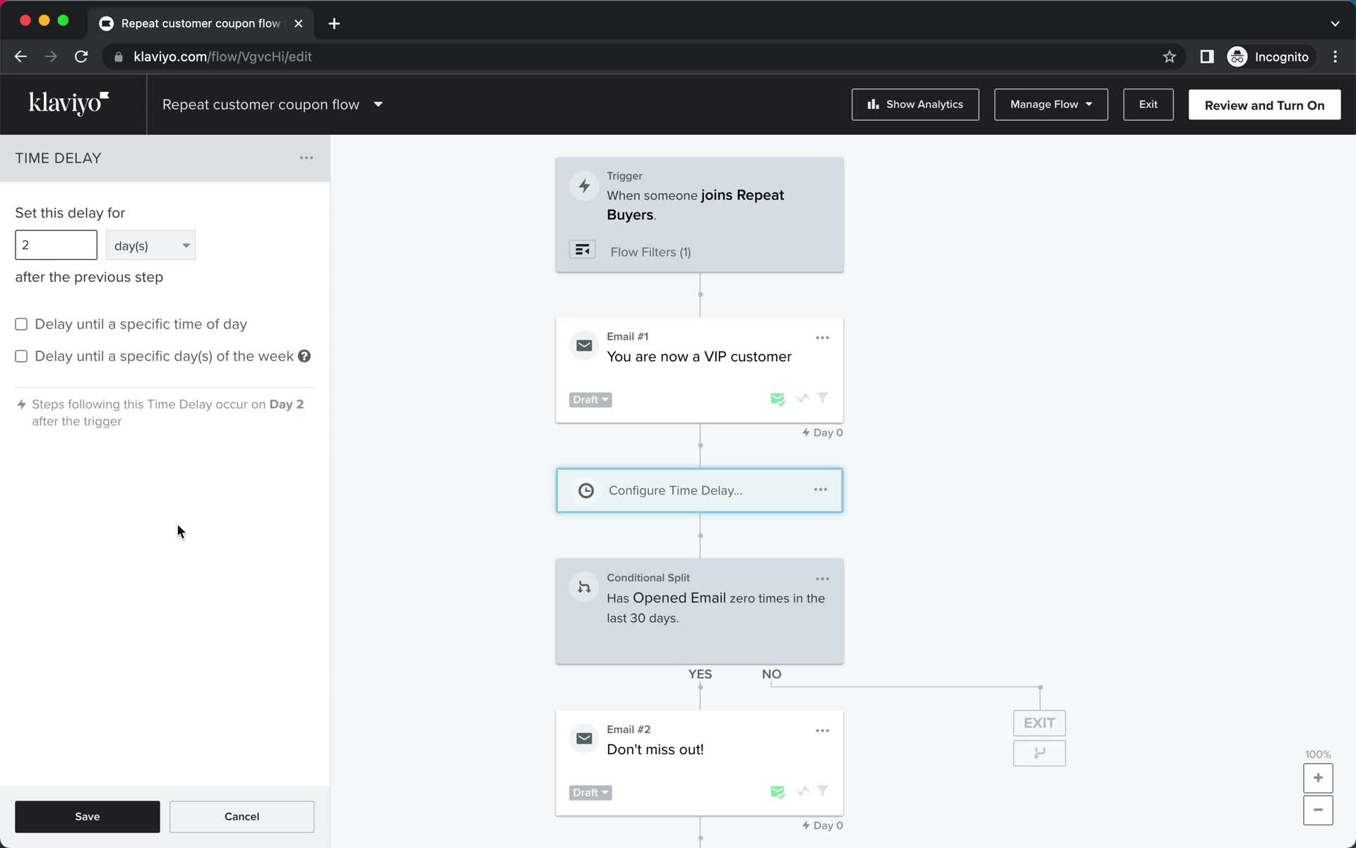 Creating an automation workflow screenshot