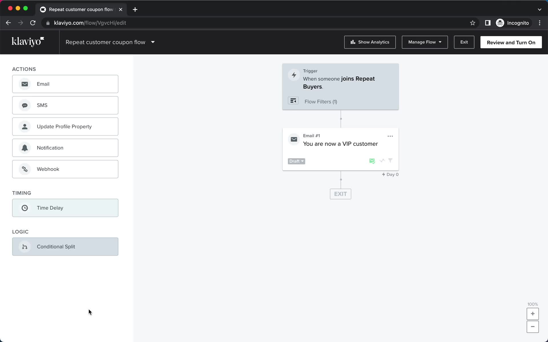 Creating an automation workflow screenshot