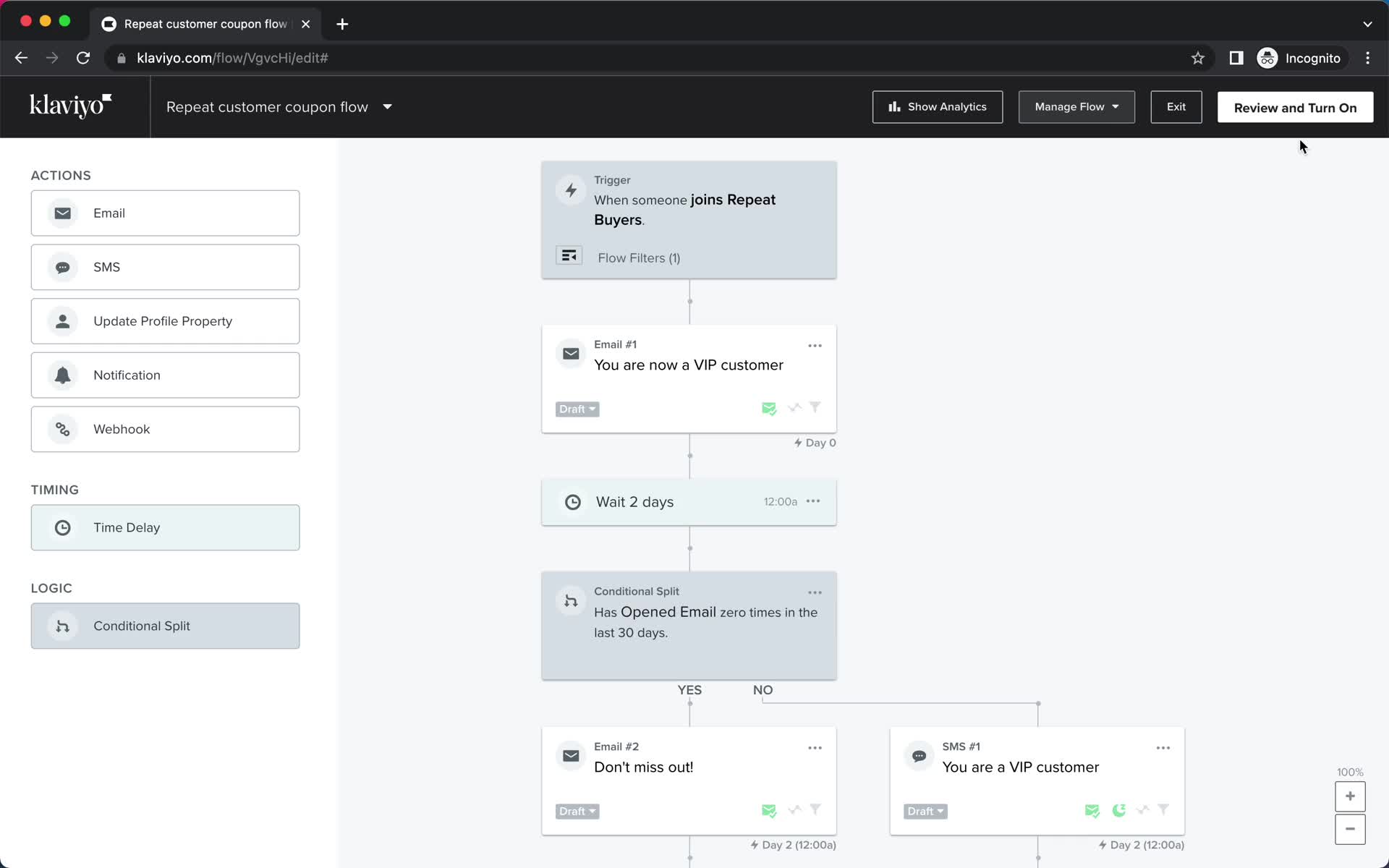 Creating an automation workflow screenshot