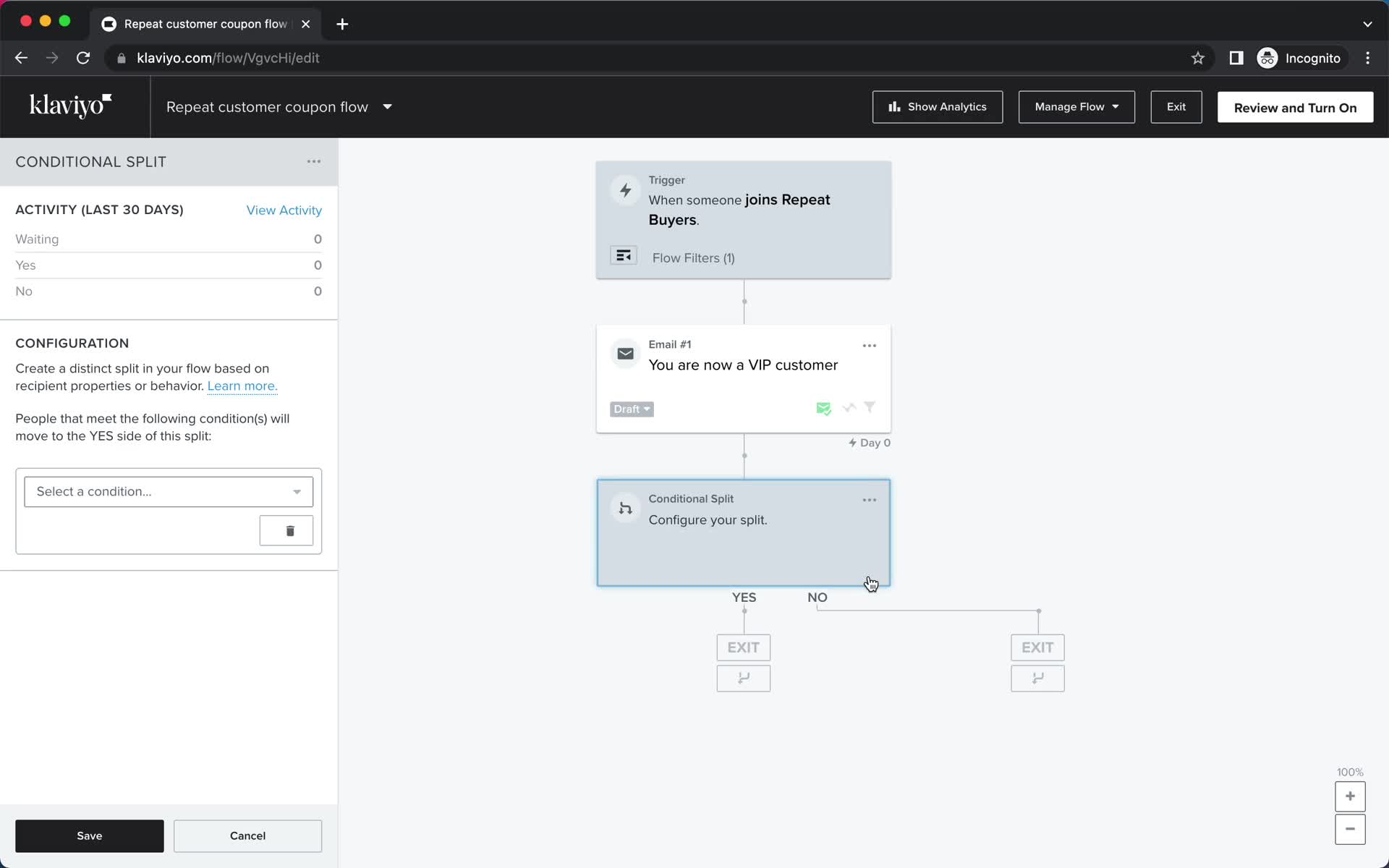 Creating an automation workflow screenshot