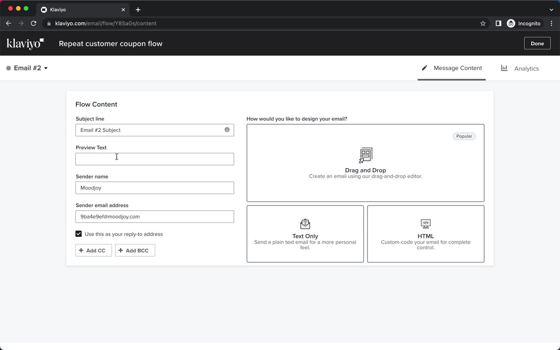 Creating an automation workflow screenshot