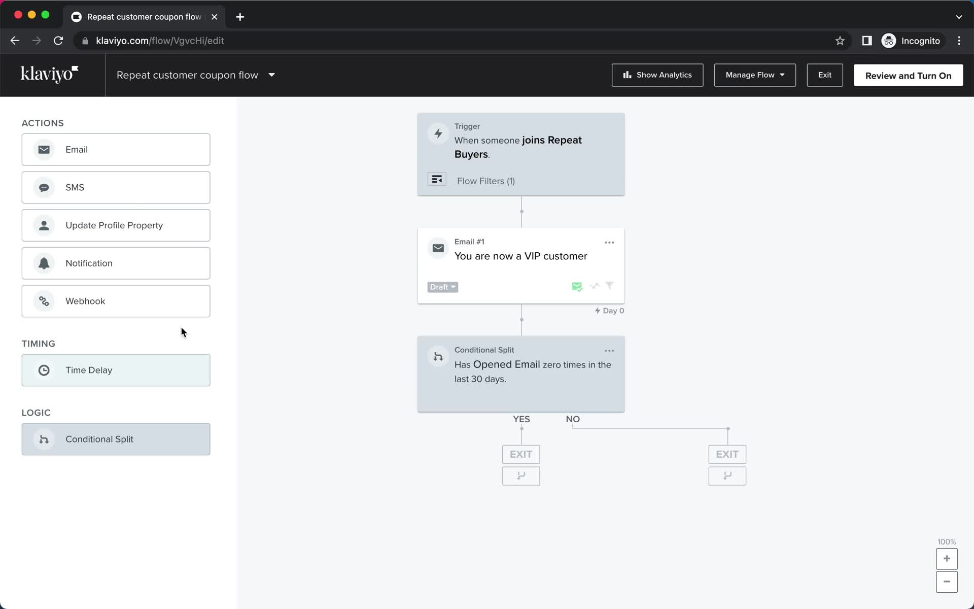 Creating an automation workflow screenshot