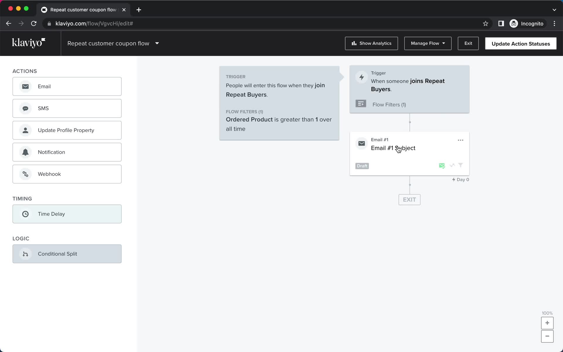 Creating an automation workflow screenshot